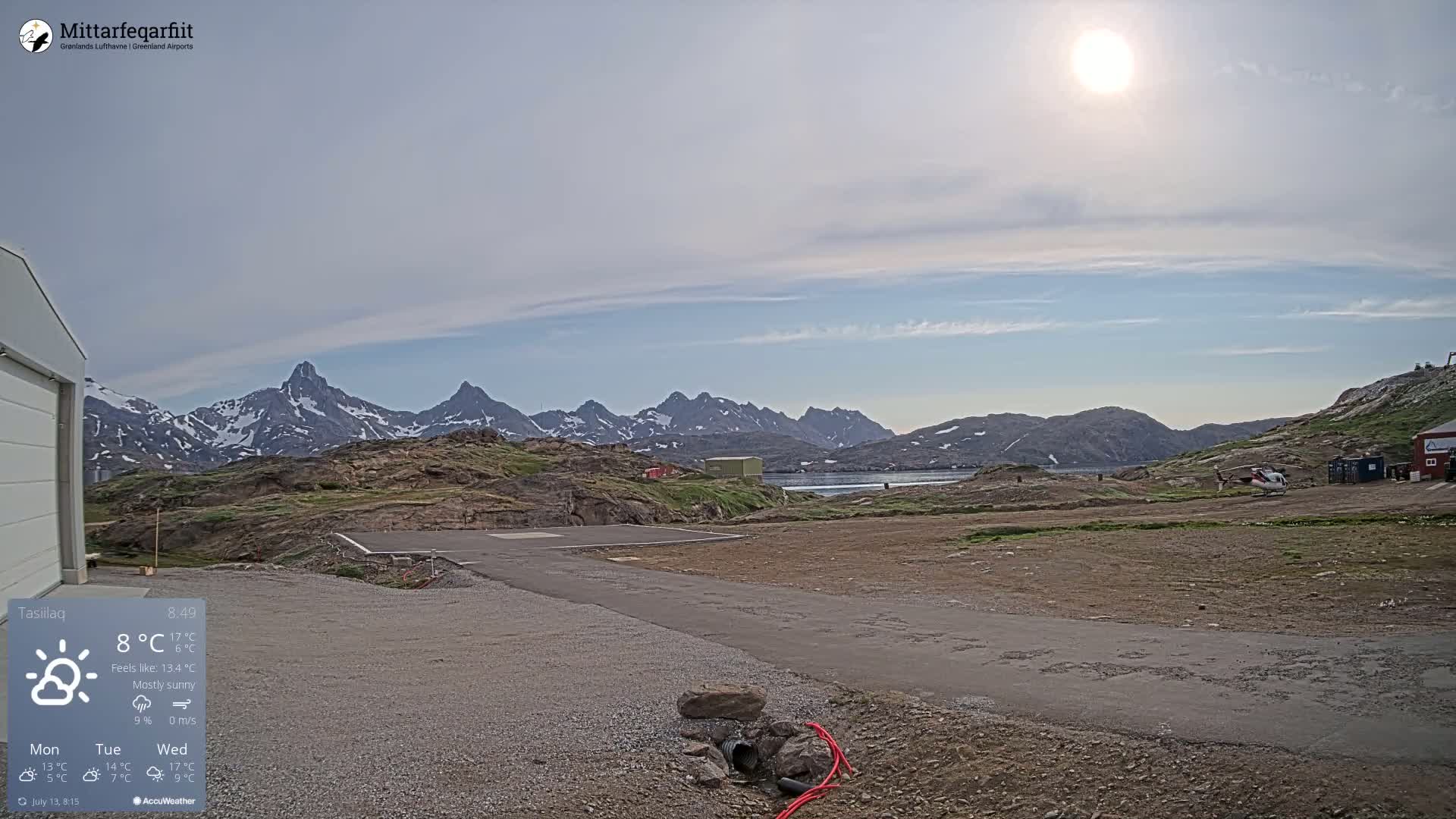 Tasiilaq Heliport Live Cam AGM / BGAM - Tasiilaq, Sermersooq, Greenland, Denmark