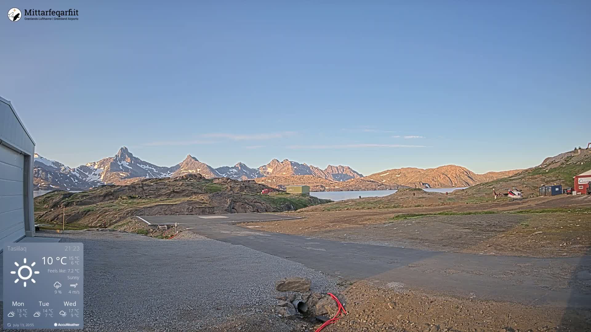 Tasiilaq Heliport Live Cam AGM / BGAM - Tasiilaq, Sermersooq, Greenland, Denmark