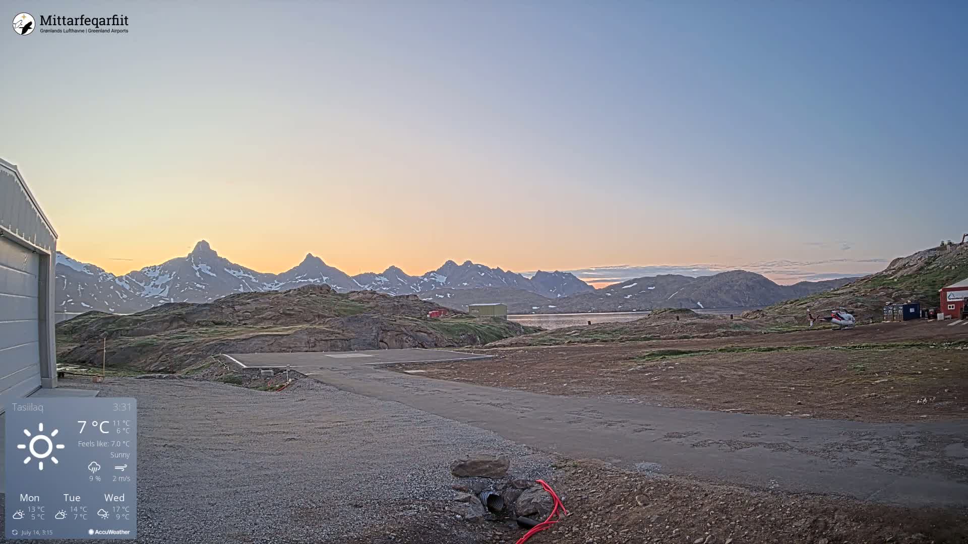 Tasiilaq Heliport Live Cam AGM / BGAM - Tasiilaq, Sermersooq, Greenland, Denmark