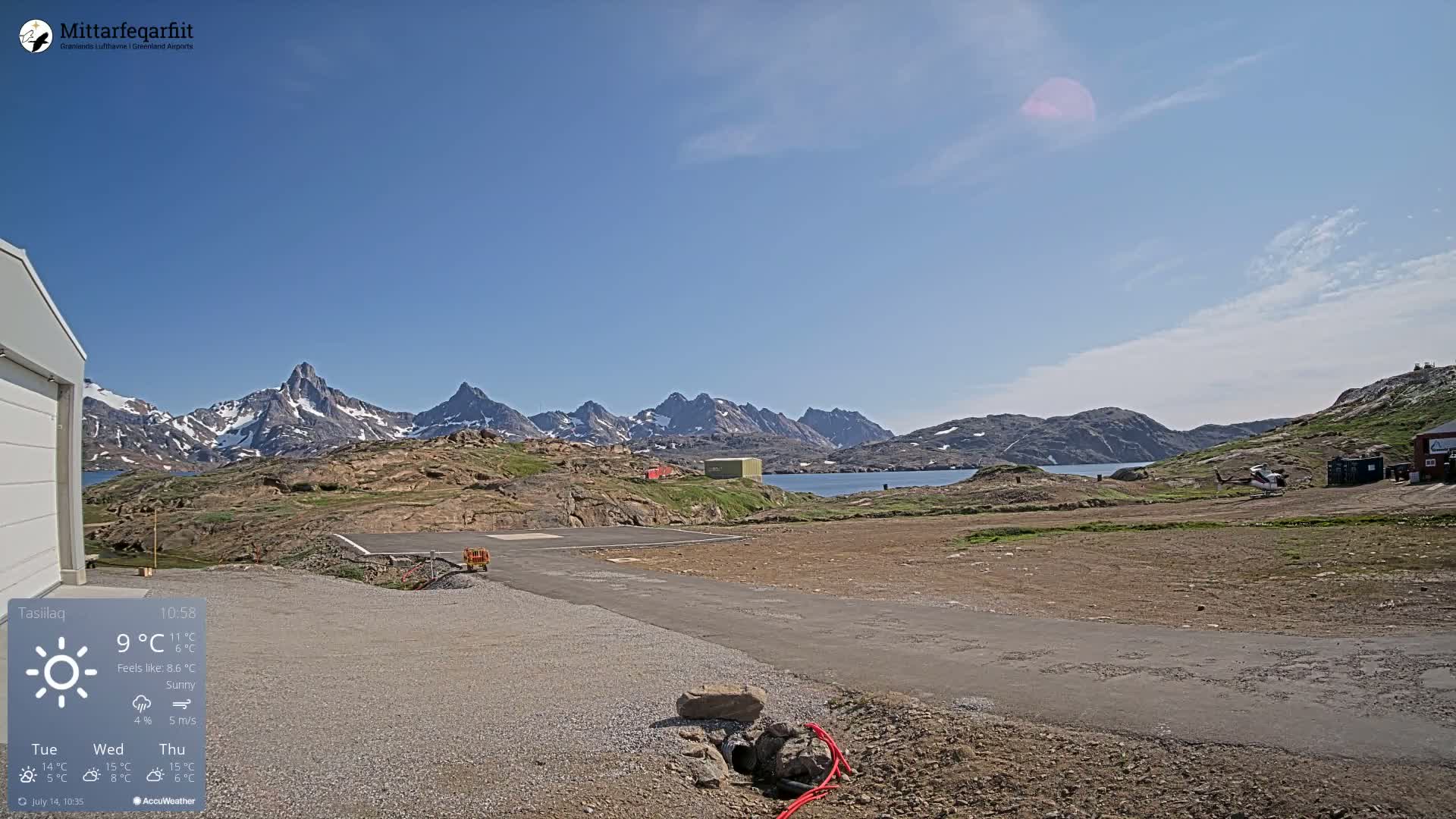 Tasiilaq Heliport Live Cam AGM / BGAM - Tasiilaq, Sermersooq, Greenland, Denmark