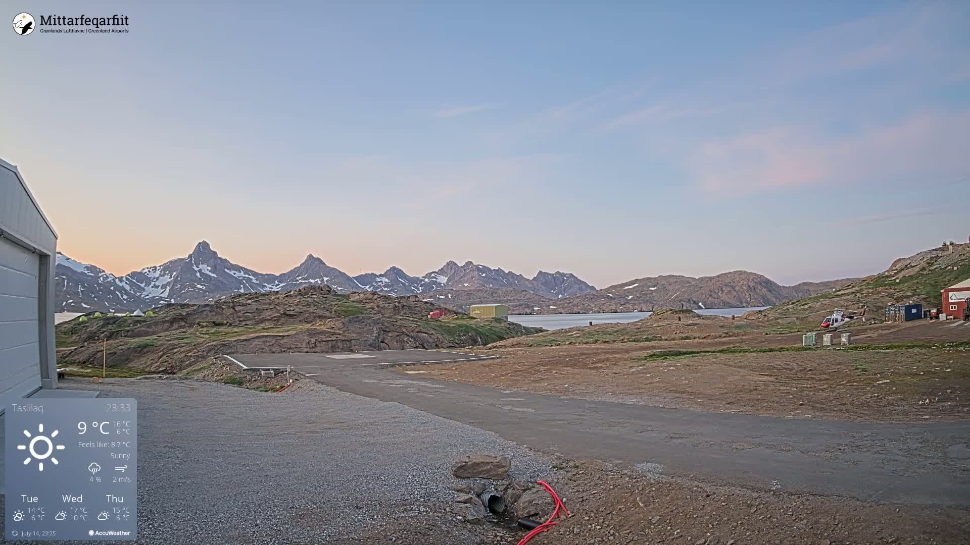 Tasiilaq Heliport Live Cam AGM / BGAM - Tasiilaq, Sermersooq, Greenland, Denmark