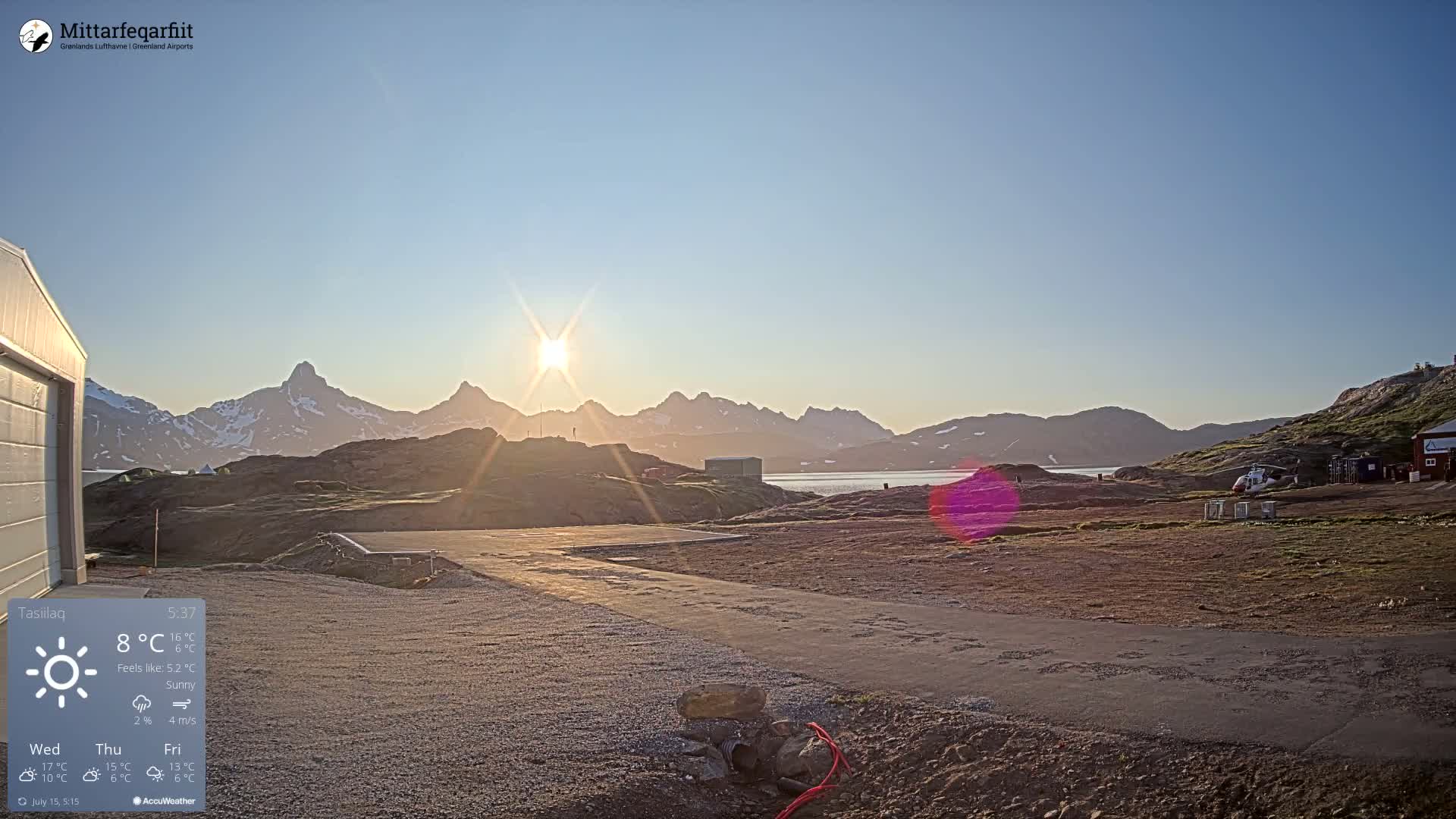 Tasiilaq Heliport Live Cam AGM / BGAM - Tasiilaq, Sermersooq, Greenland, Denmark