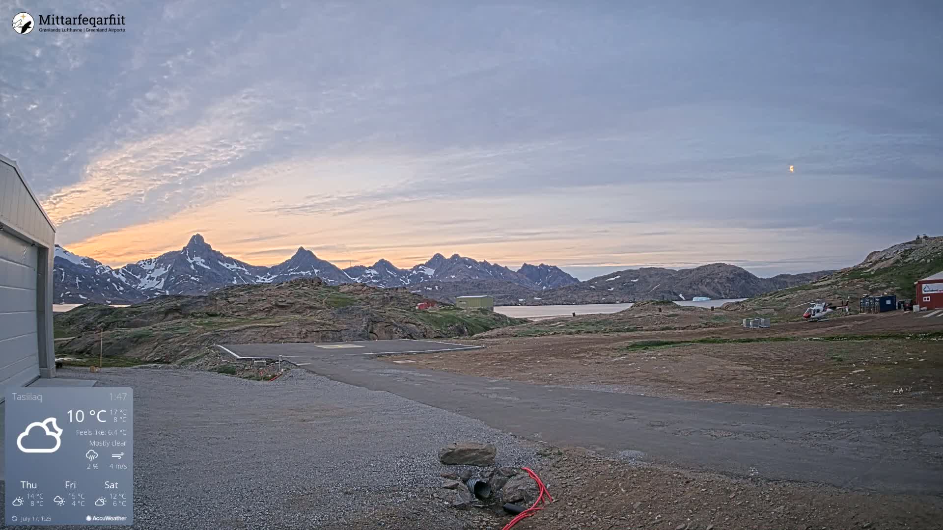 Tasiilaq Heliport Live Cam AGM / BGAM - Tasiilaq, Sermersooq, Greenland, Denmark