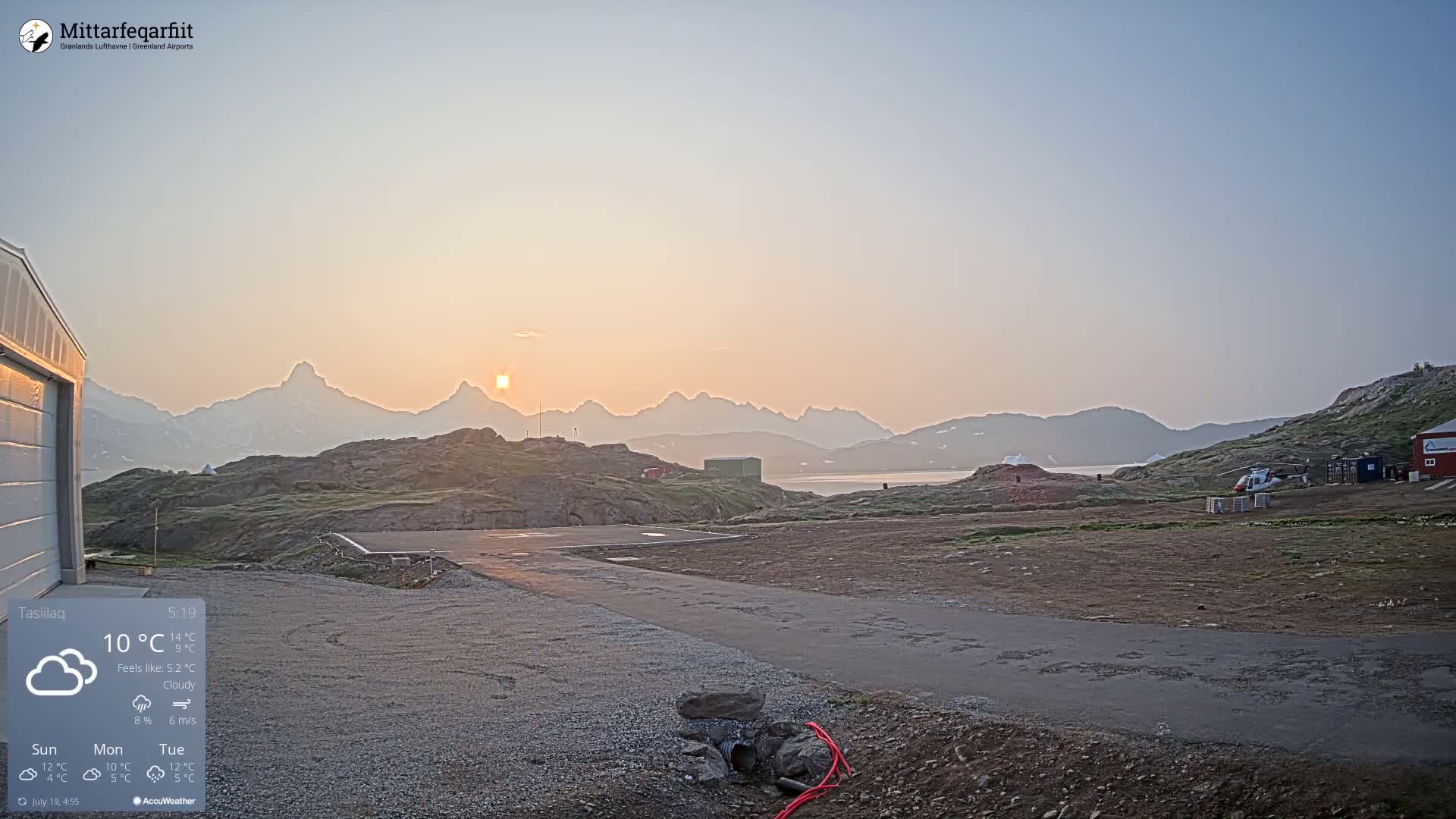 Tasiilaq Heliport Live Cam AGM / BGAM - Tasiilaq, Sermersooq, Greenland, Denmark