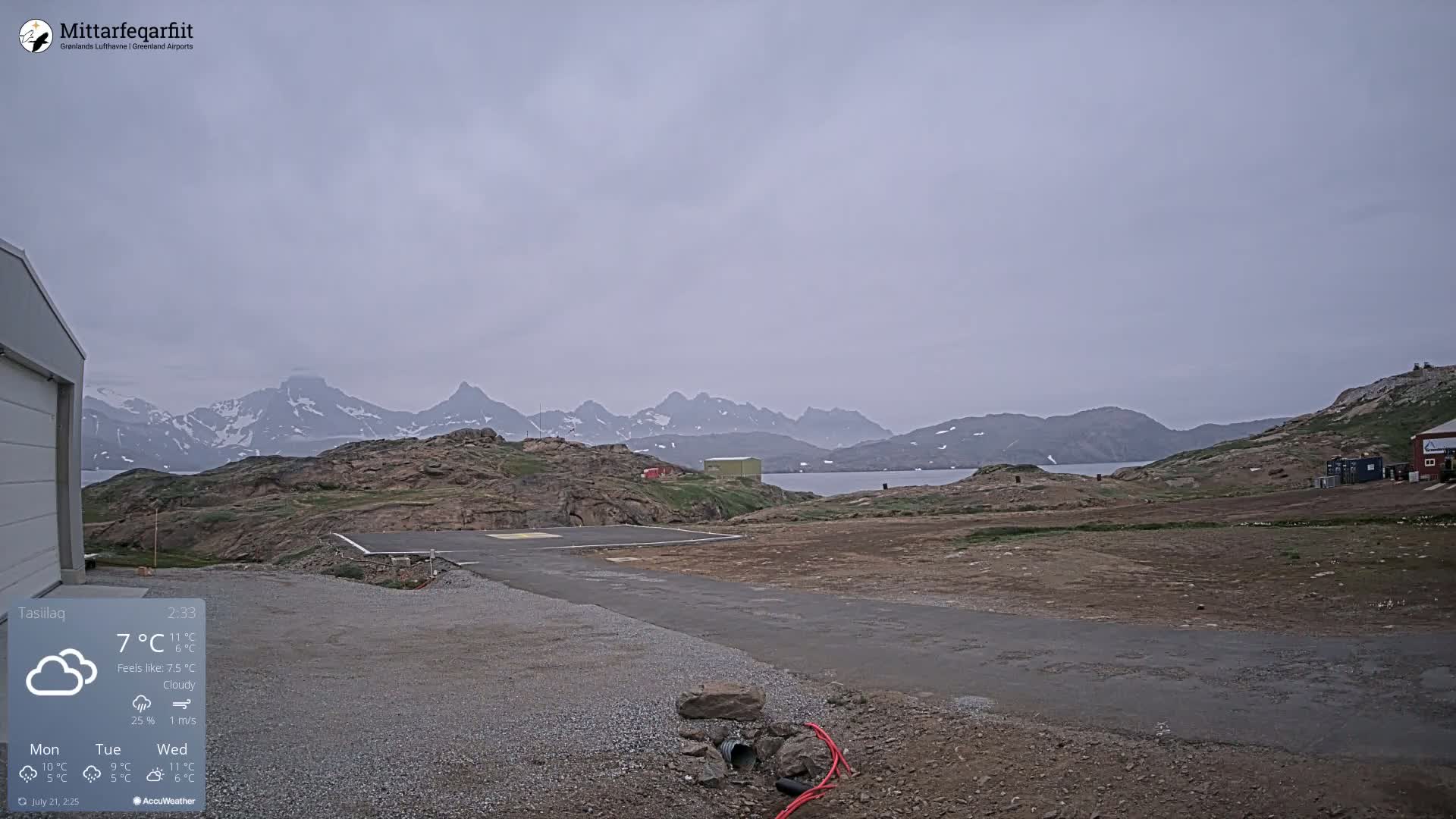 Tasiilaq Heliport Live Cam AGM / BGAM - Tasiilaq, Sermersooq, Greenland, Denmark