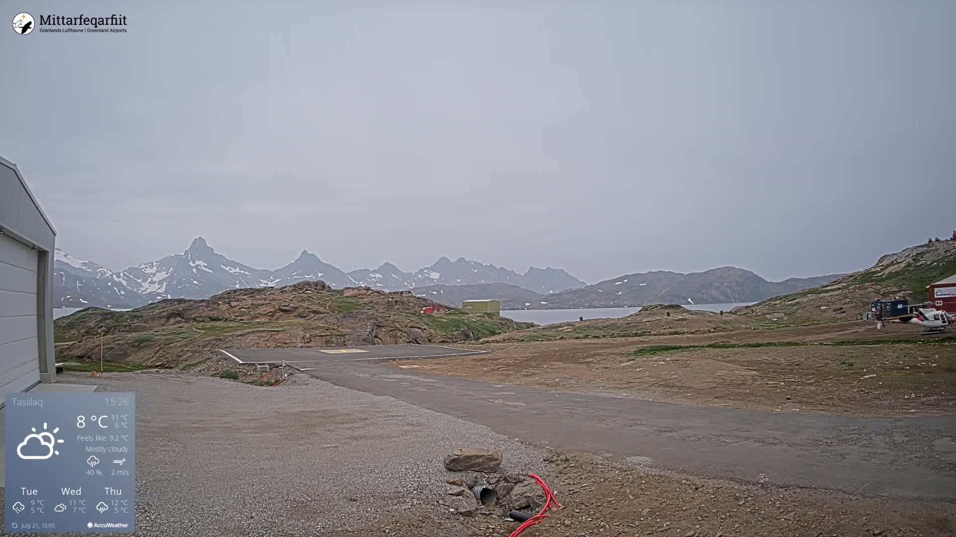 Tasiilaq Heliport Live Cam AGM / BGAM - Tasiilaq, Sermersooq, Greenland, Denmark