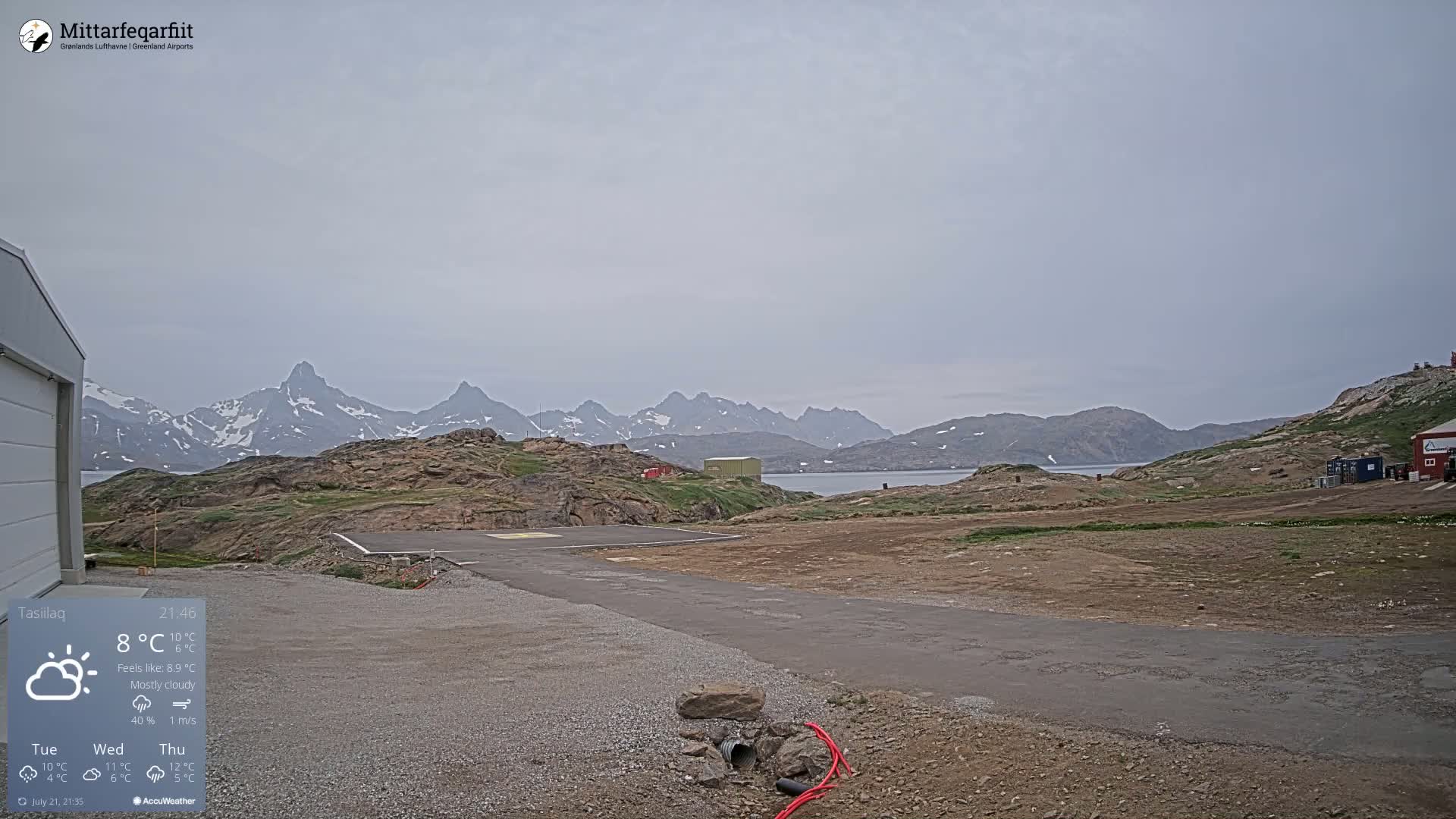 Tasiilaq Heliport Live Cam AGM / BGAM - Tasiilaq, Sermersooq, Greenland, Denmark