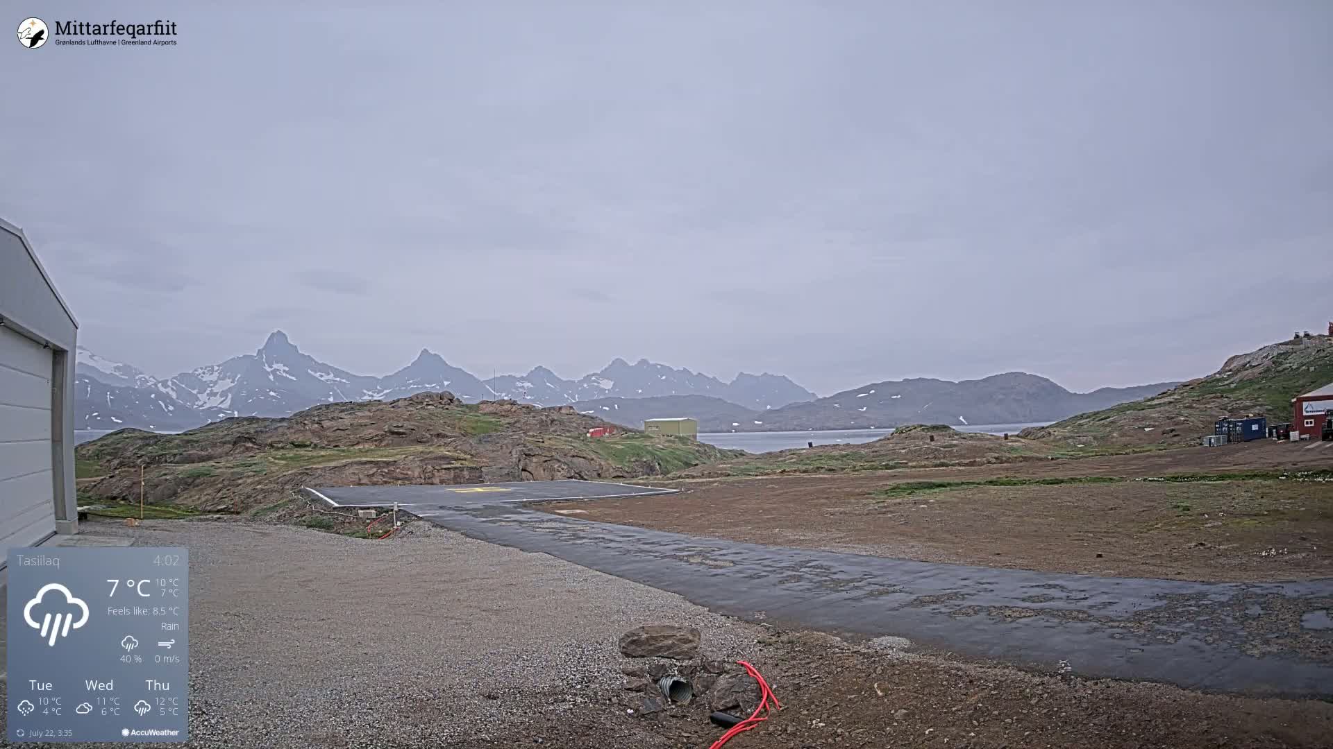 Tasiilaq Heliport Live Cam AGM / BGAM - Tasiilaq, Sermersooq, Greenland, Denmark