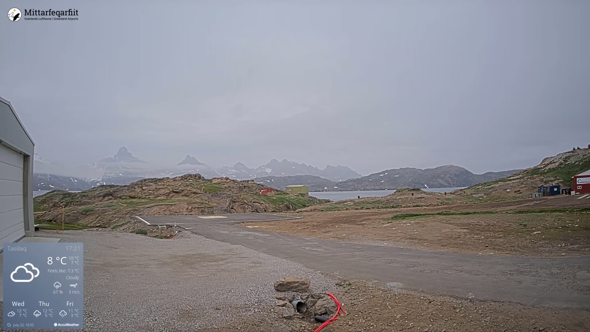 Tasiilaq Heliport Live Cam AGM / BGAM - Tasiilaq, Sermersooq, Greenland, Denmark