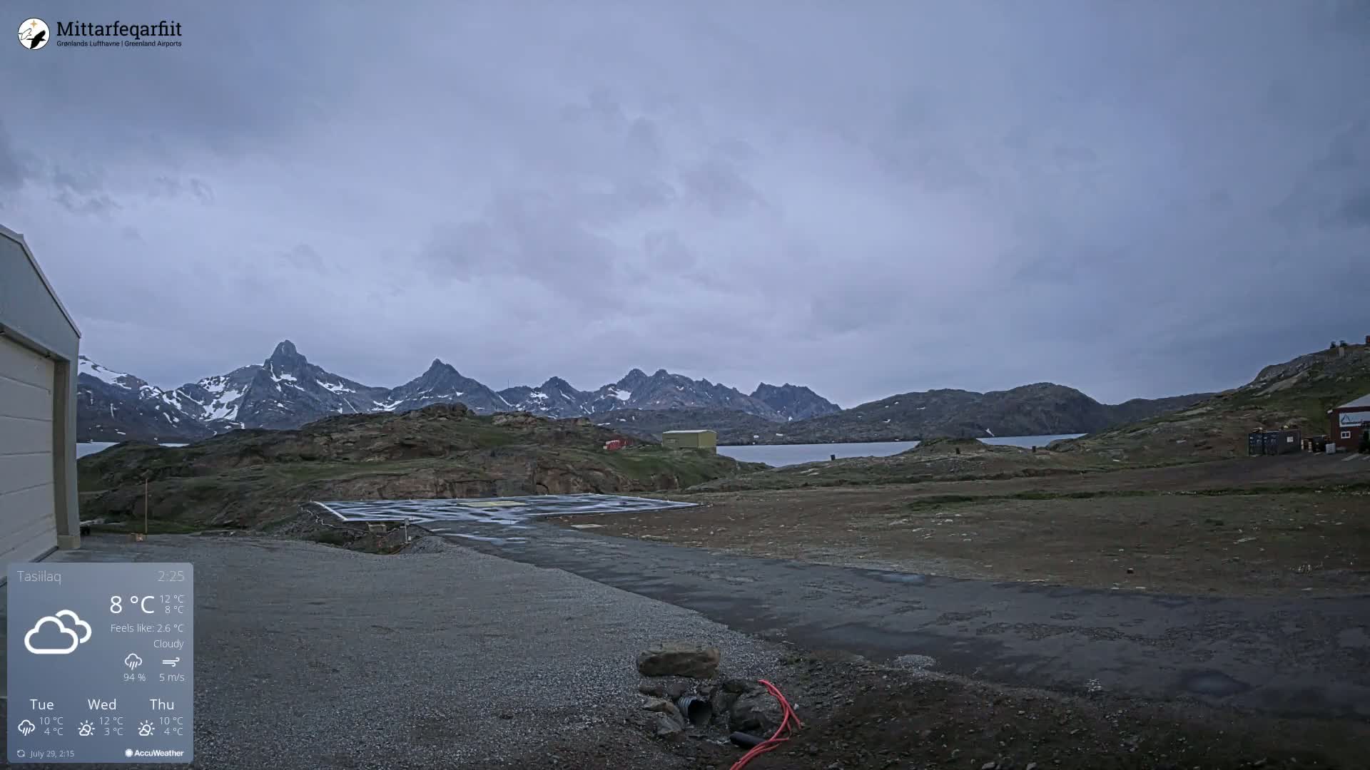 Tasiilaq Heliport Live Cam AGM / BGAM - Tasiilaq, Sermersooq, Greenland, Denmark