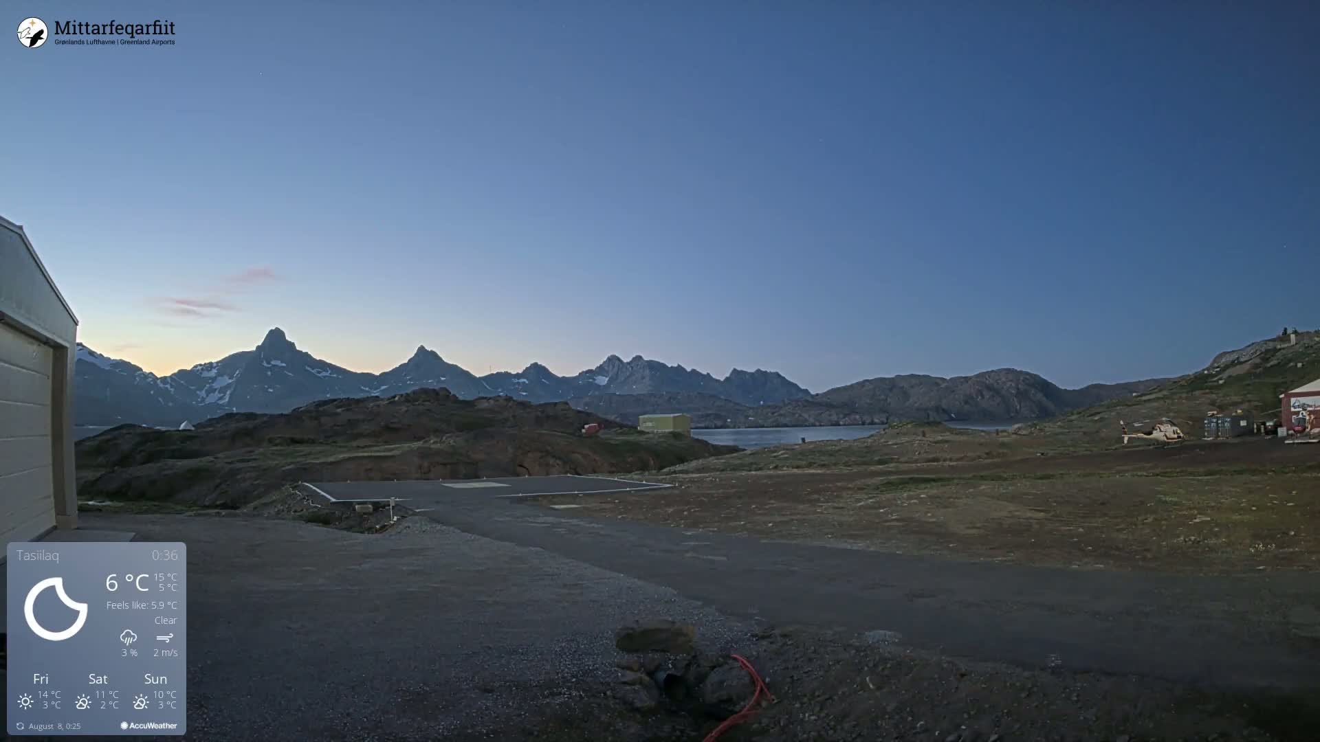 Tasiilaq Heliport Live Cam AGM / BGAM - Tasiilaq, Sermersooq, Greenland, Denmark