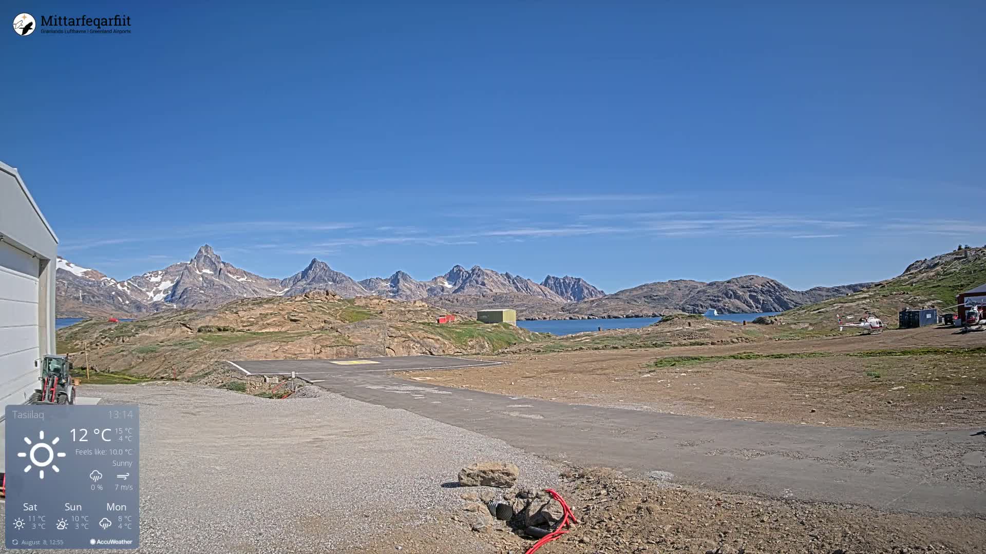 Tasiilaq Heliport Live Cam AGM / BGAM - Tasiilaq, Sermersooq, Greenland, Denmark