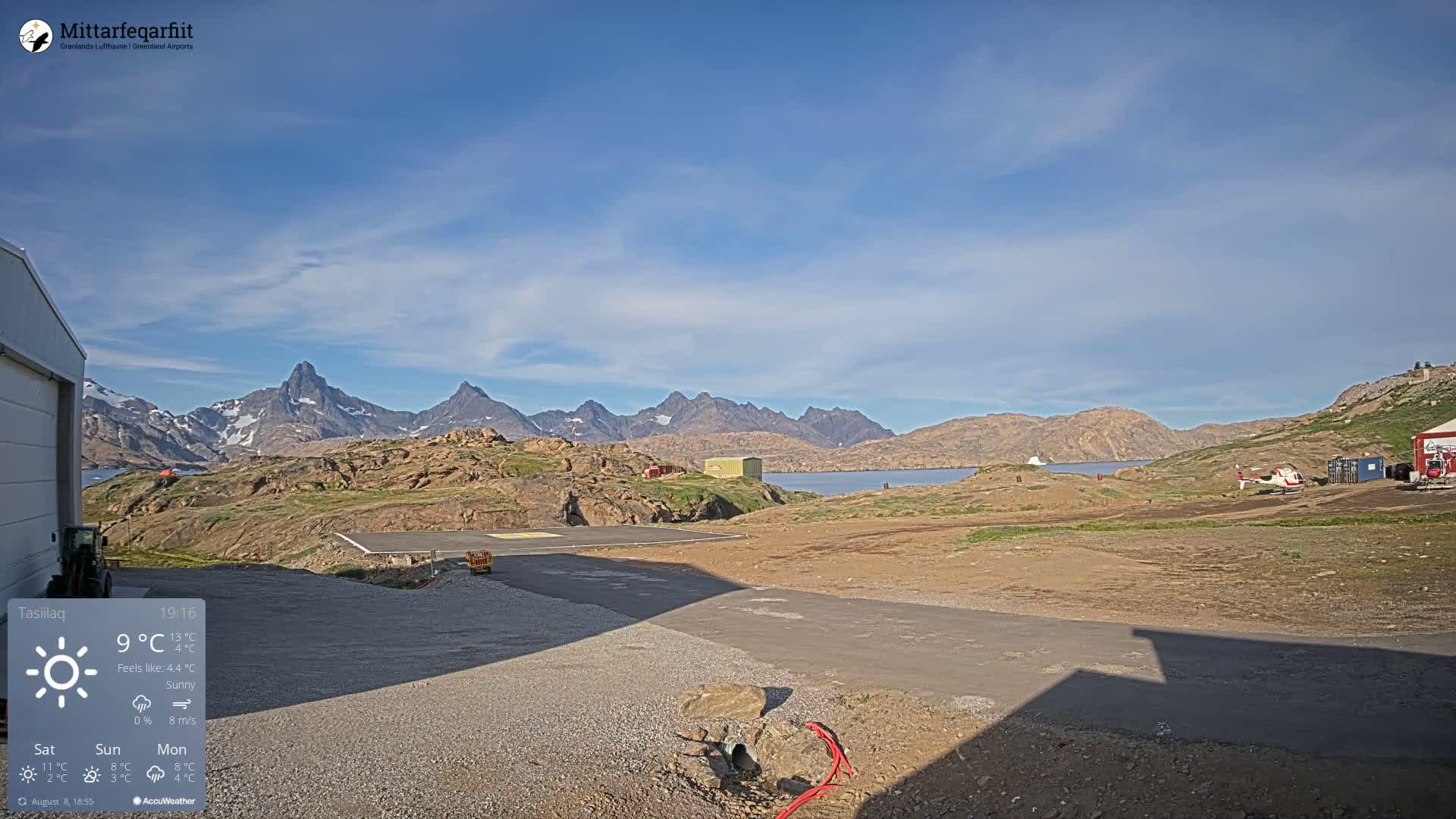 Tasiilaq Heliport Live Cam AGM / BGAM - Tasiilaq, Sermersooq, Greenland, Denmark