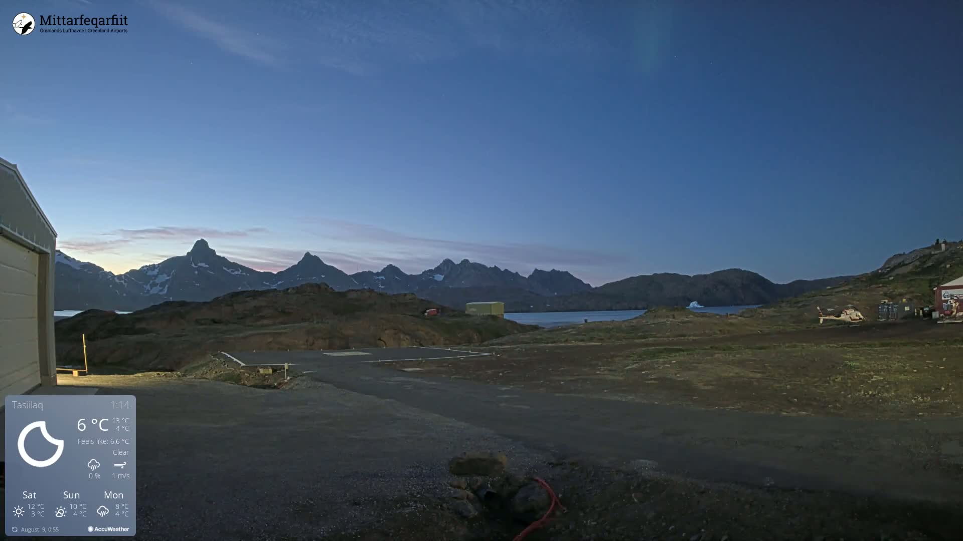 Tasiilaq Heliport Live Cam AGM / BGAM - Tasiilaq, Sermersooq, Greenland, Denmark
