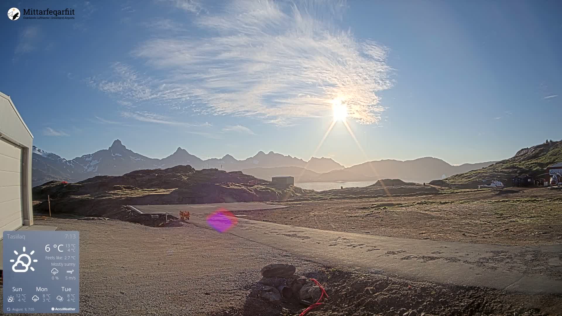 Tasiilaq Heliport Live Cam AGM / BGAM - Tasiilaq, Sermersooq, Greenland, Denmark