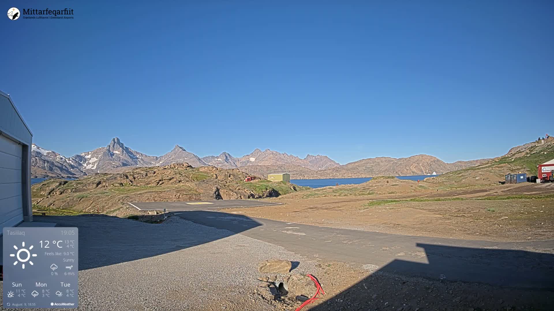 Tasiilaq Heliport Live Cam AGM / BGAM - Tasiilaq, Sermersooq, Greenland, Denmark