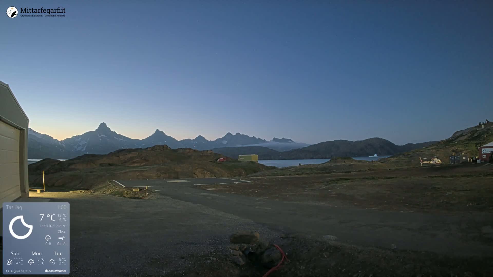 Tasiilaq Heliport Live Cam AGM / BGAM - Tasiilaq, Sermersooq, Greenland, Denmark