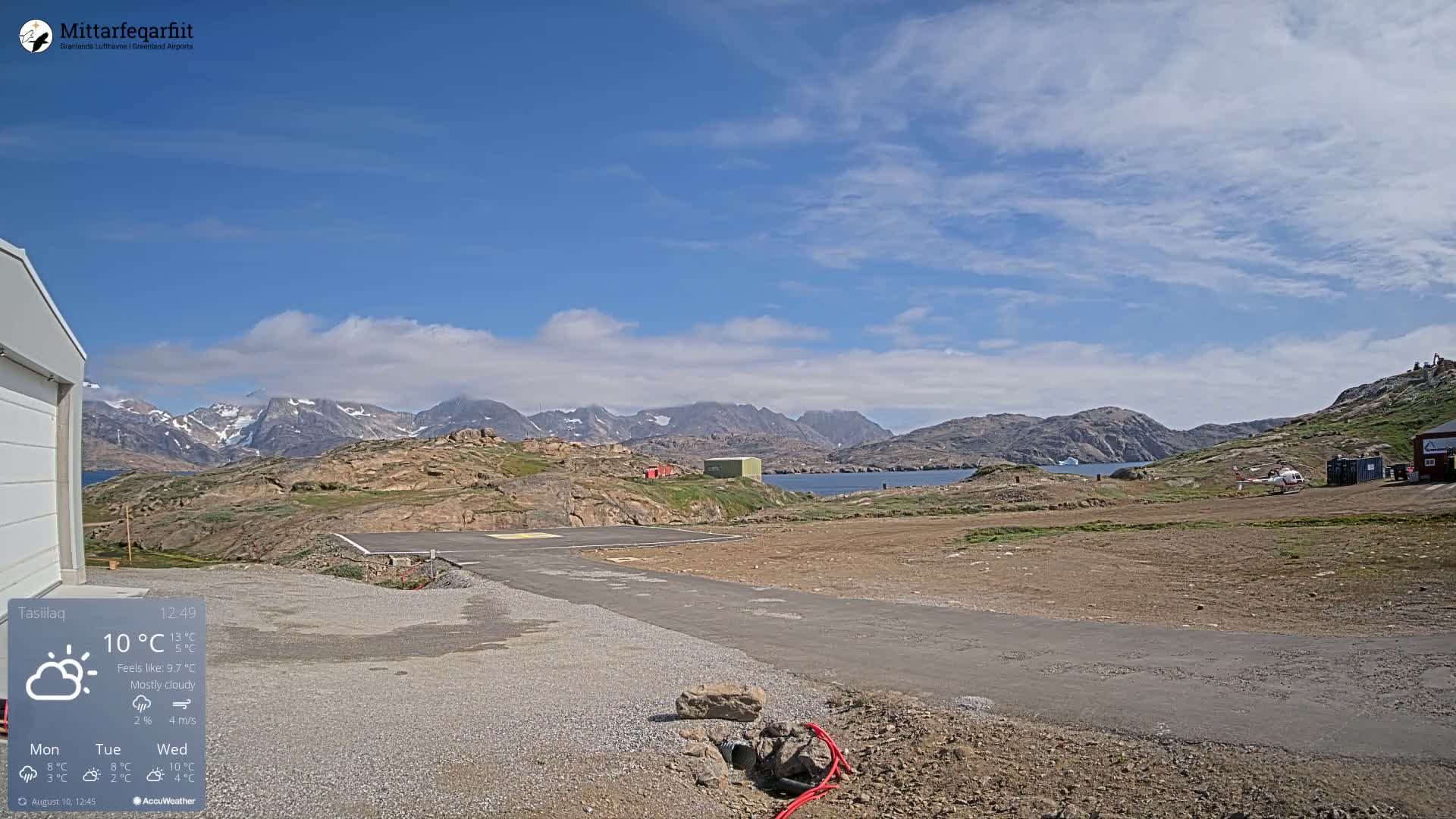 Tasiilaq Heliport Live Cam AGM / BGAM - Tasiilaq, Sermersooq, Greenland, Denmark