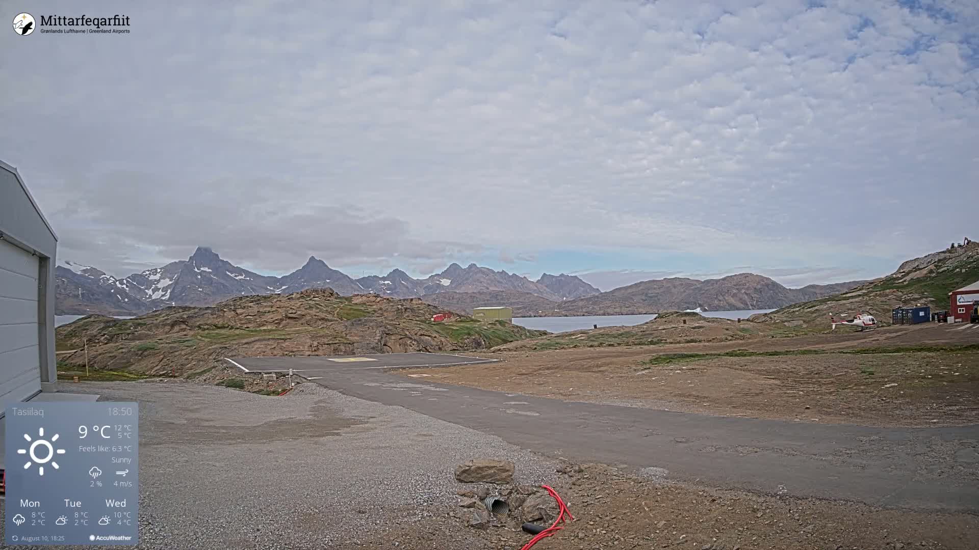 Tasiilaq Heliport Live Cam AGM / BGAM - Tasiilaq, Sermersooq, Greenland, Denmark