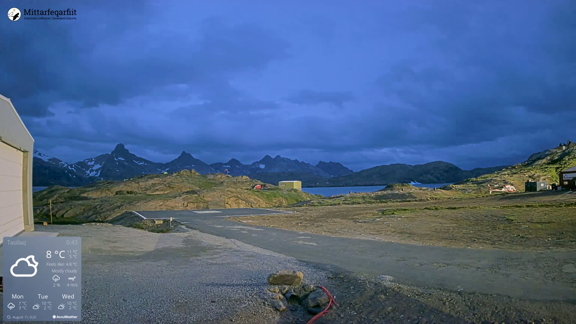 Tasiilaq Heliport Live Cam AGM / BGAM - Tasiilaq, Sermersooq, Greenland, Denmark