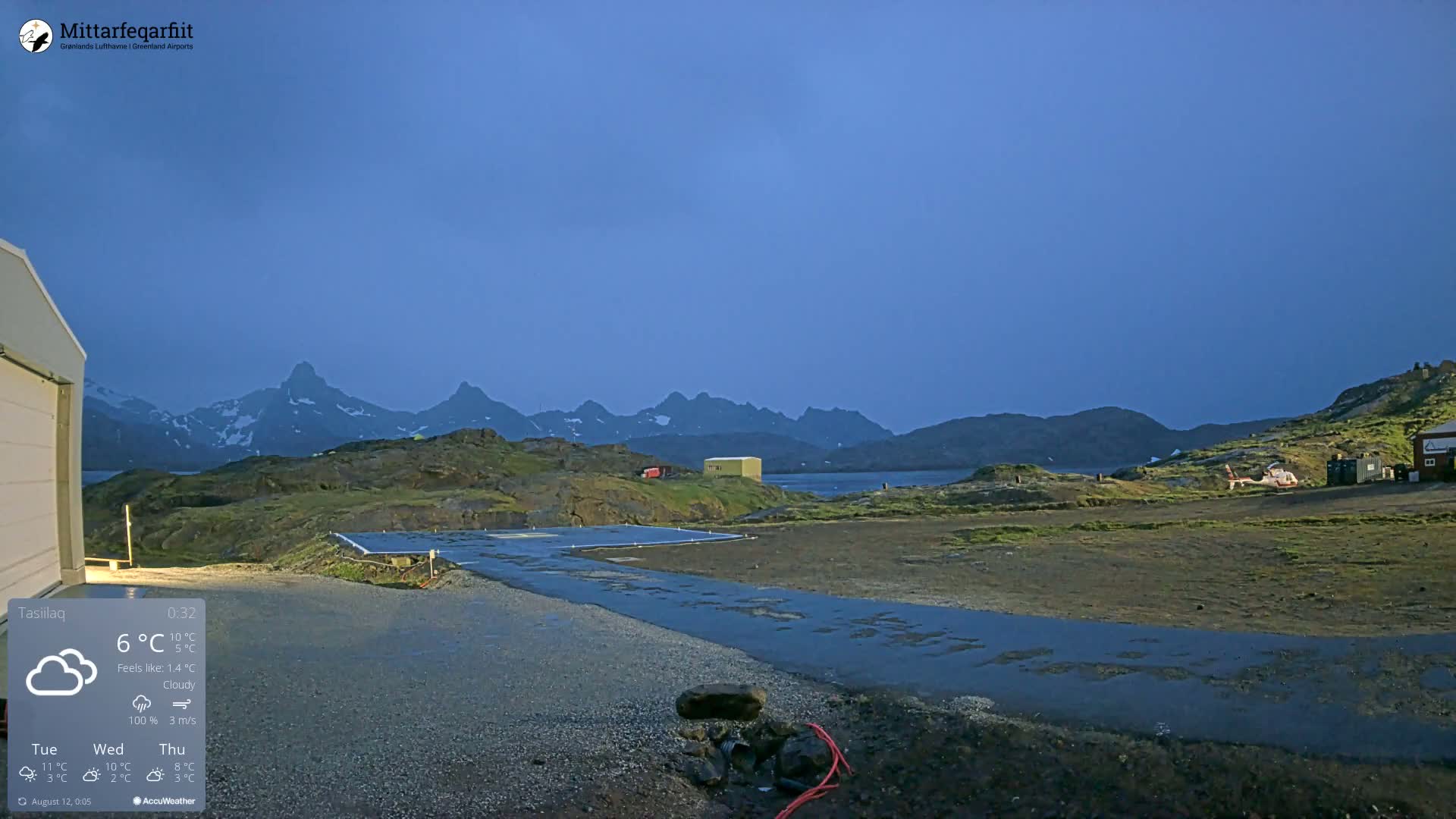 Tasiilaq Heliport Live Cam AGM / BGAM - Tasiilaq, Sermersooq, Greenland, Denmark