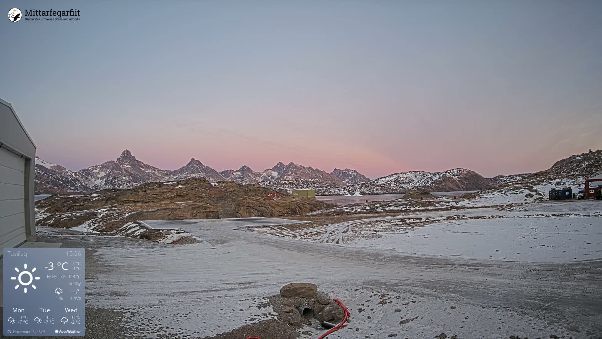 Tasiilaq Heliport Live Cam AGM / BGAM - Tasiilaq, Sermersooq, Greenland, Denmark