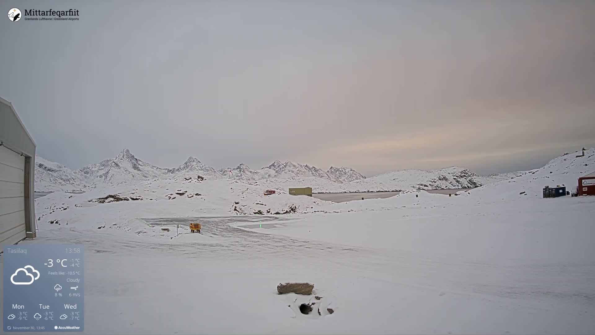 Tasiilaq Heliport Live Cam AGM / BGAM - Tasiilaq, Sermersooq, Greenland, Denmark