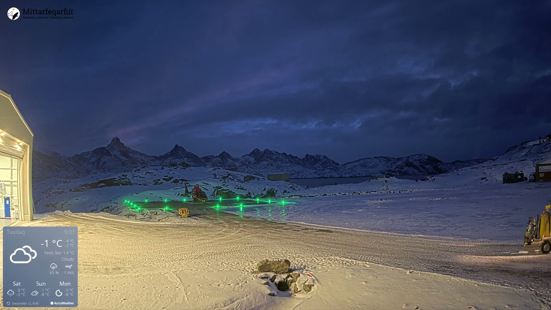 Tasiilaq Heliport Live Cam AGM / BGAM - Tasiilaq, Sermersooq, Greenland, Denmark