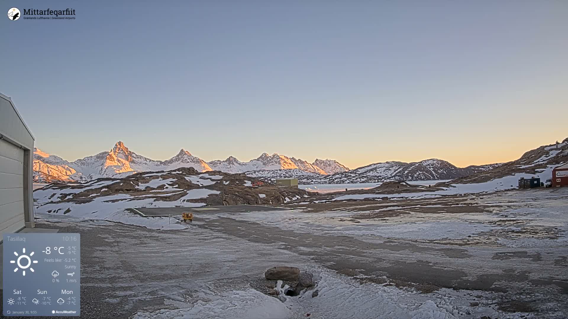 Tasiilaq Heliport Live Cam AGM / BGAM - Tasiilaq, Sermersooq, Greenland, Denmark