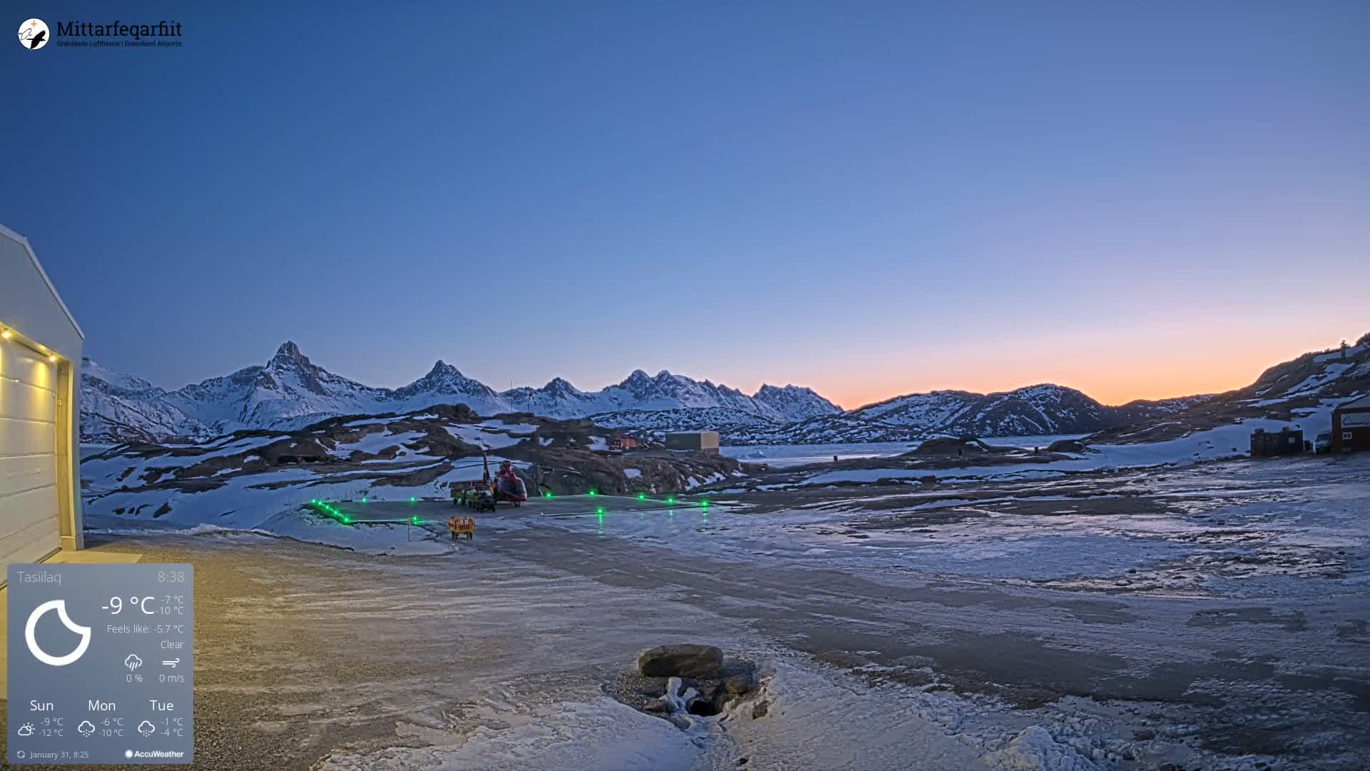 Tasiilaq Heliport Live Cam AGM / BGAM - Tasiilaq, Sermersooq, Greenland, Denmark