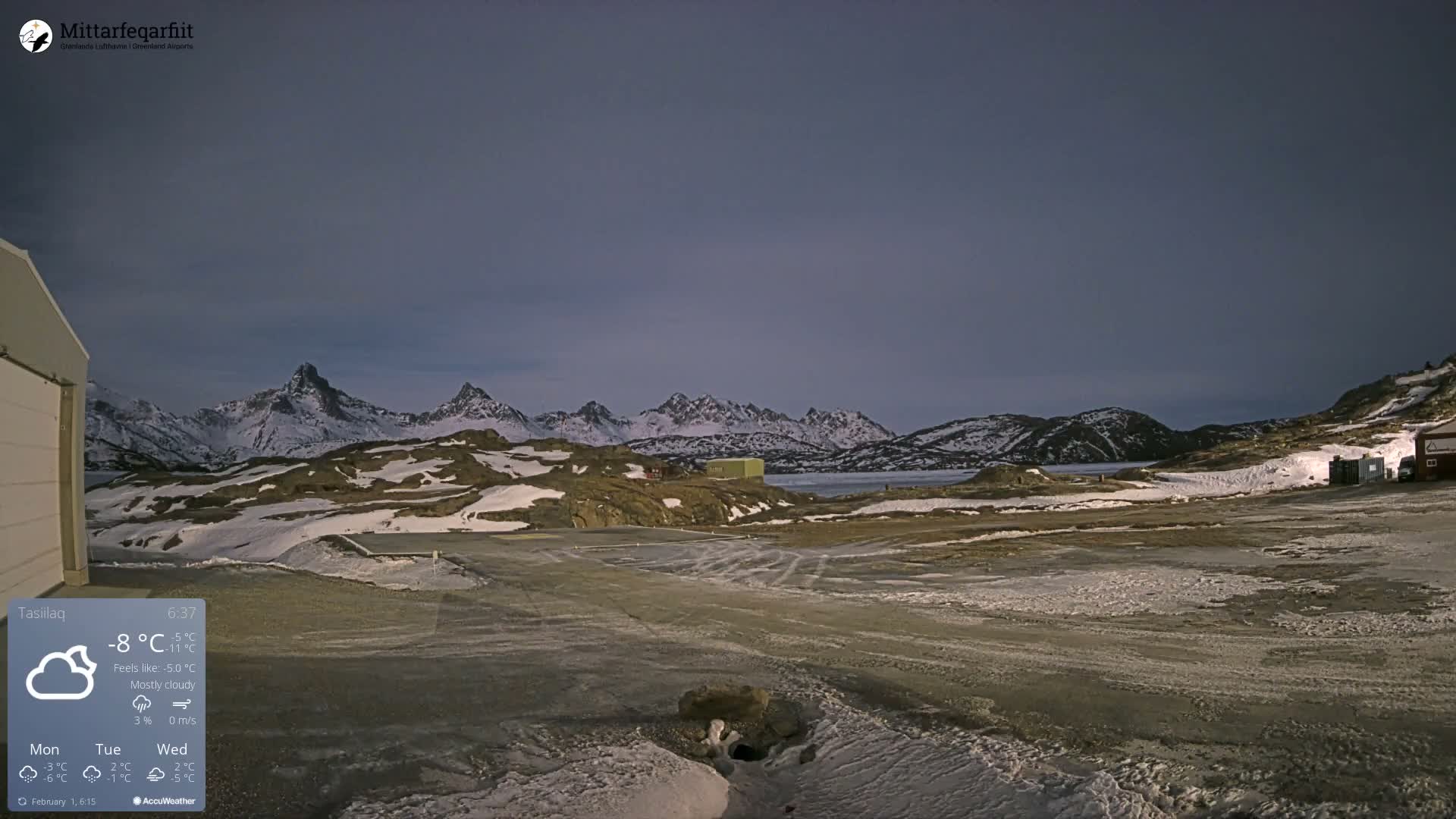 Tasiilaq Heliport Live Cam AGM / BGAM - Tasiilaq, Sermersooq, Greenland, Denmark