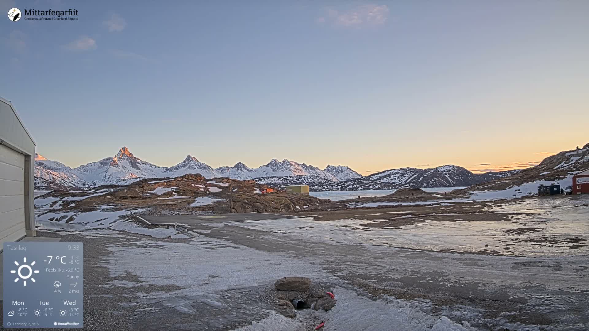 Tasiilaq Heliport Live Cam AGM / BGAM - Tasiilaq, Sermersooq, Greenland, Denmark