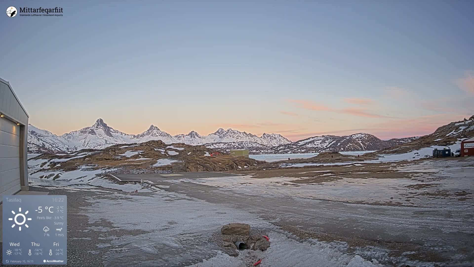 Tasiilaq Heliport Live Cam AGM / BGAM - Tasiilaq, Sermersooq, Greenland, Denmark
