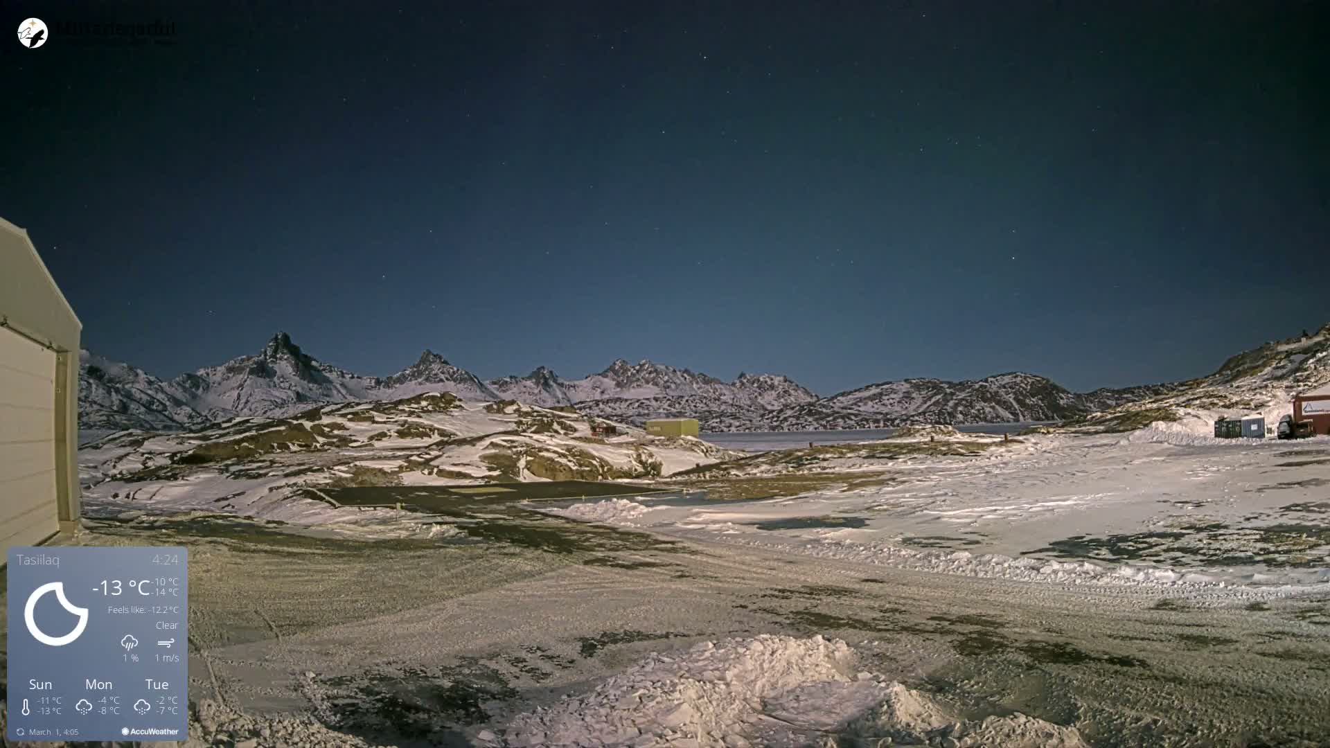 Tasiilaq Heliport Live Cam AGM / BGAM - Tasiilaq, Sermersooq, Greenland, Denmark