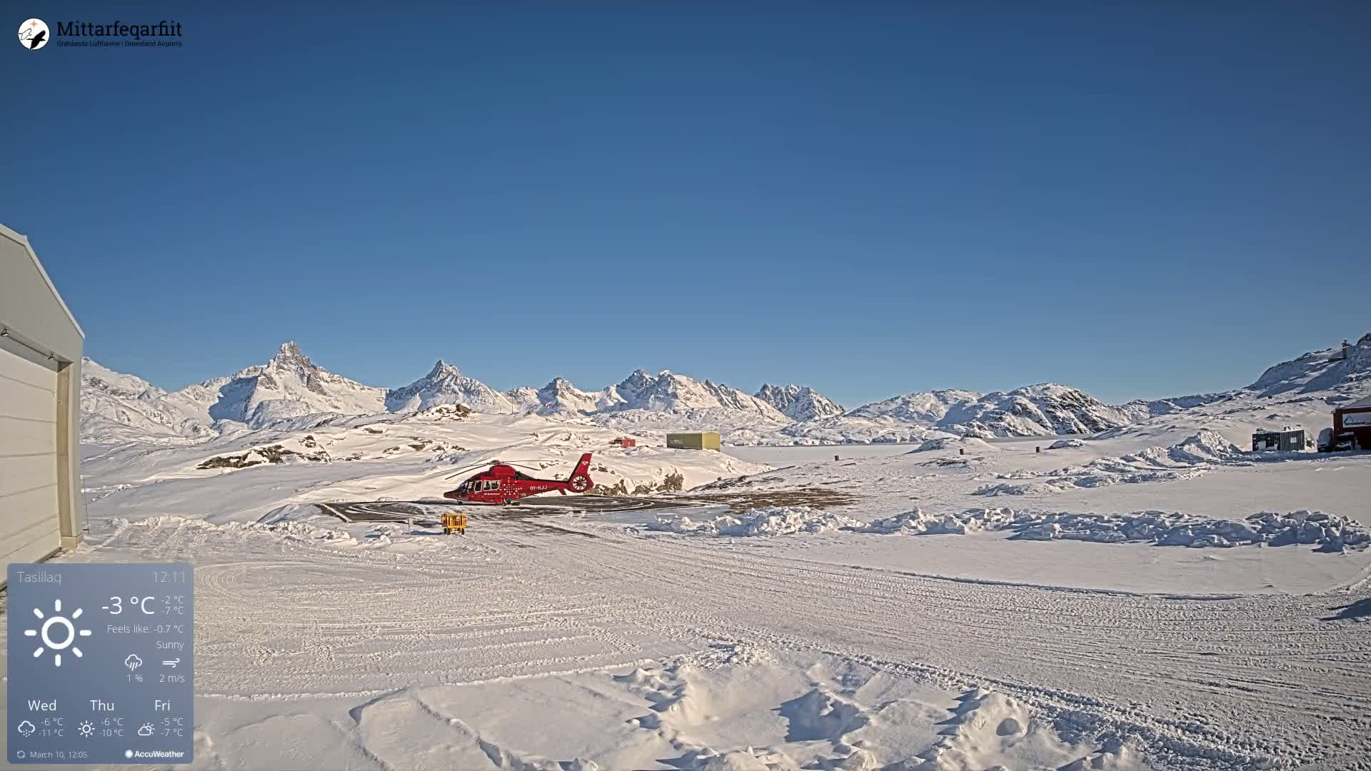 Tasiilaq Heliport Live Cam AGM / BGAM - Tasiilaq, Sermersooq, Greenland, Denmark