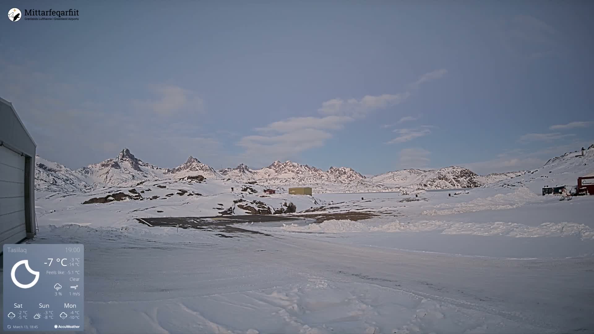 Tasiilaq Heliport Live Cam AGM / BGAM - Tasiilaq, Sermersooq, Greenland, Denmark