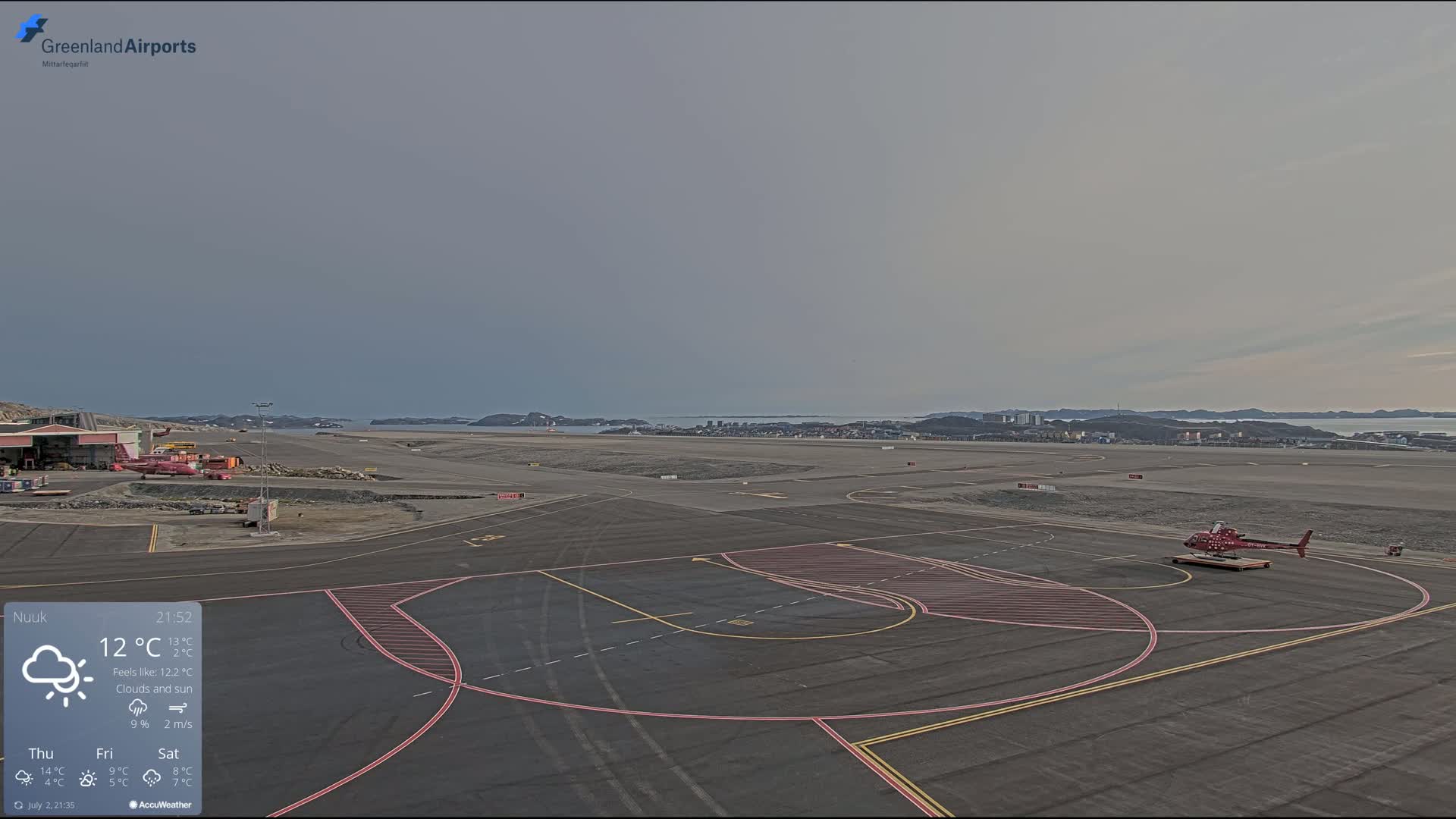 Nuuk City  &  Nuuk Airport South Towards View Live Cam GOH / BGGH - Nuuk, Sermersooq, Greenland, Denmark