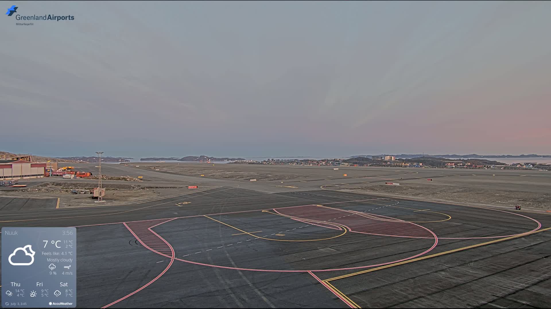 Nuuk City  &  Nuuk Airport South Towards View Live Cam GOH / BGGH - Nuuk, Sermersooq, Greenland, Denmark