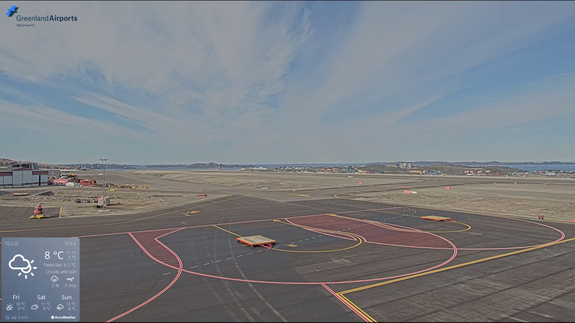 Nuuk City  &  Nuuk Airport South Towards View Live Cam GOH / BGGH - Nuuk, Sermersooq, Greenland, Denmark