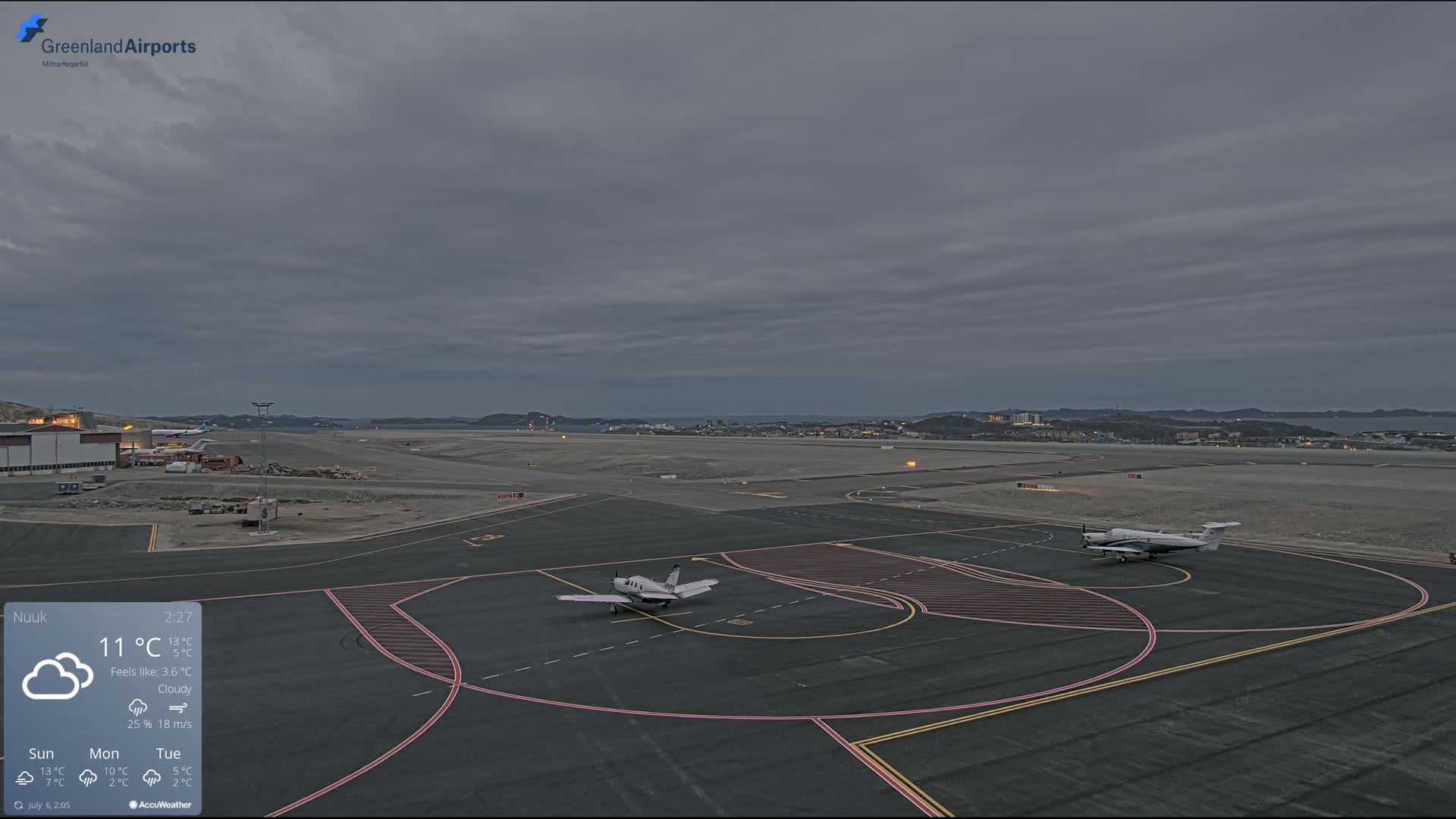 Nuuk City  &  Nuuk Airport South Towards View Live Cam GOH / BGGH - Nuuk, Sermersooq, Greenland, Denmark