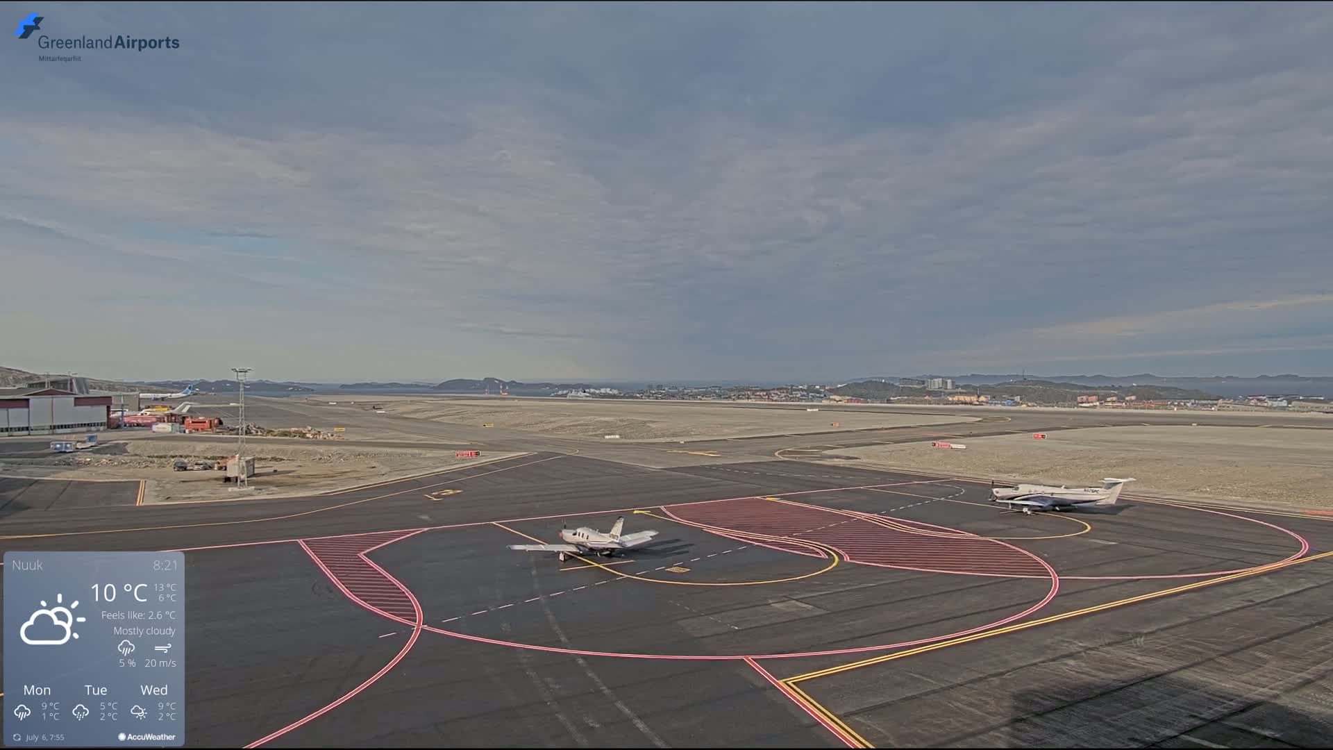 Nuuk City  &  Nuuk Airport South Towards View Live Cam GOH / BGGH - Nuuk, Sermersooq, Greenland, Denmark