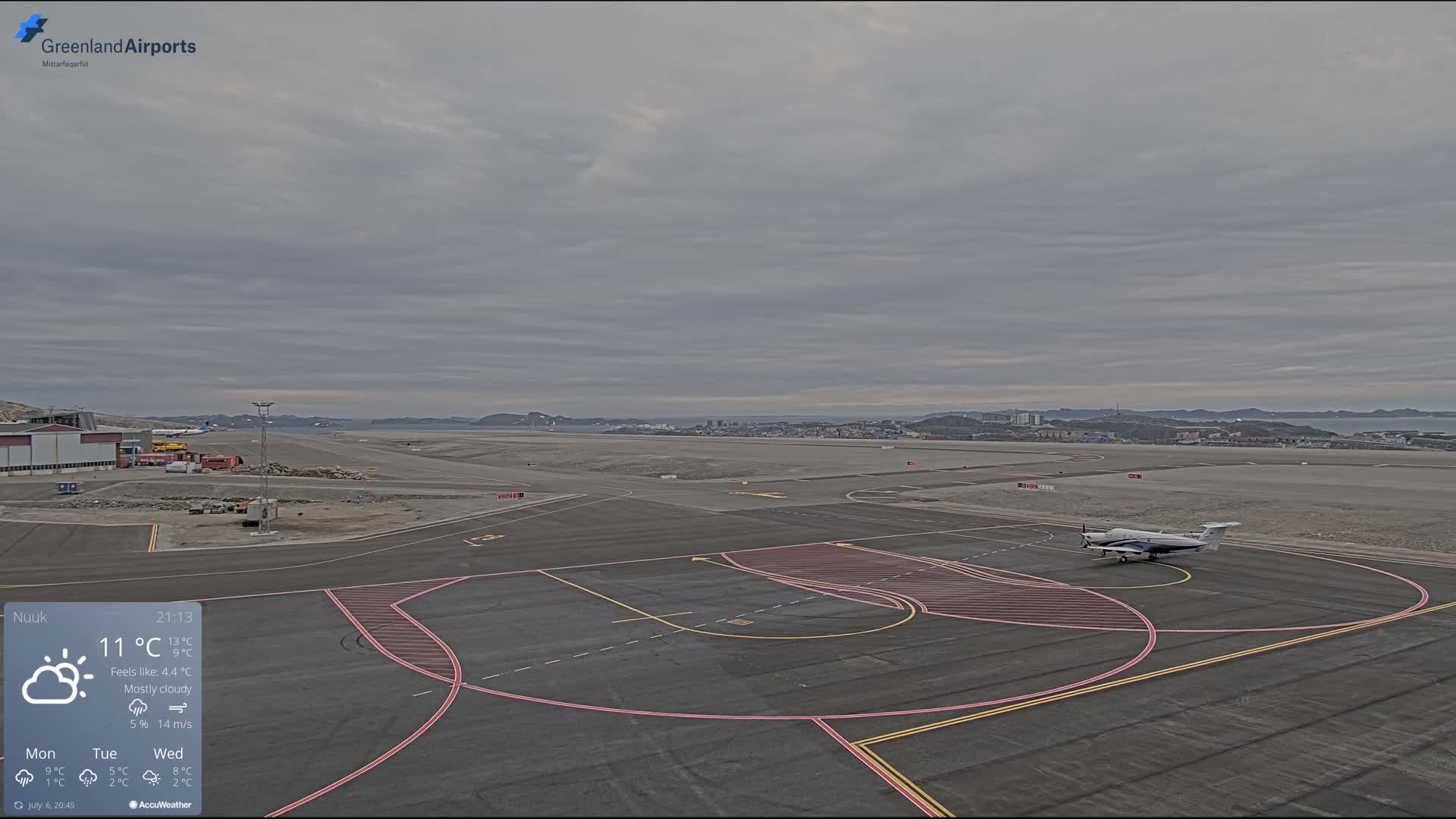 Nuuk City  &  Nuuk Airport South Towards View Live Cam GOH / BGGH - Nuuk, Sermersooq, Greenland, Denmark