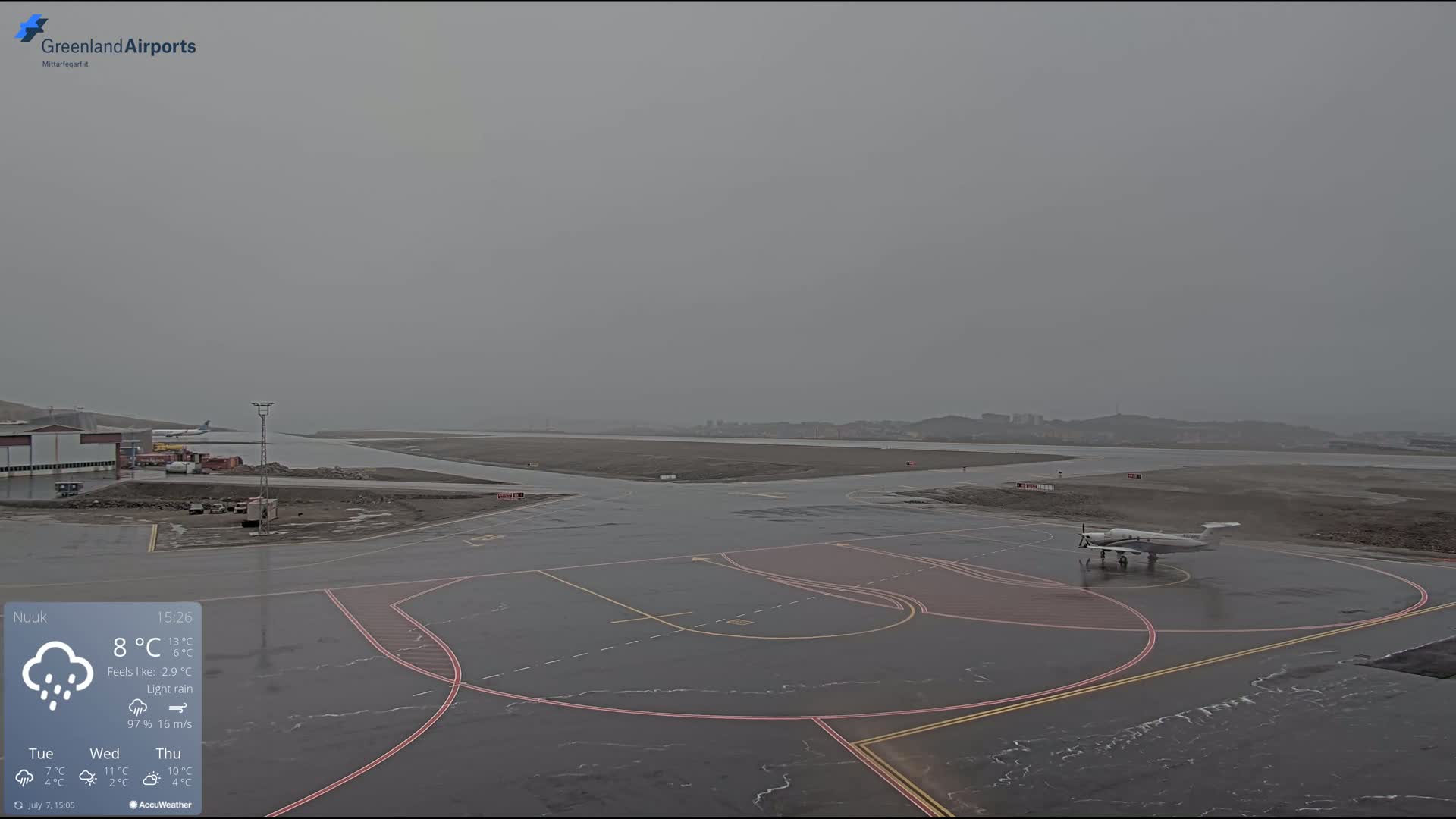 Nuuk City  &  Nuuk Airport South Towards View Live Cam GOH / BGGH - Nuuk, Sermersooq, Greenland, Denmark
