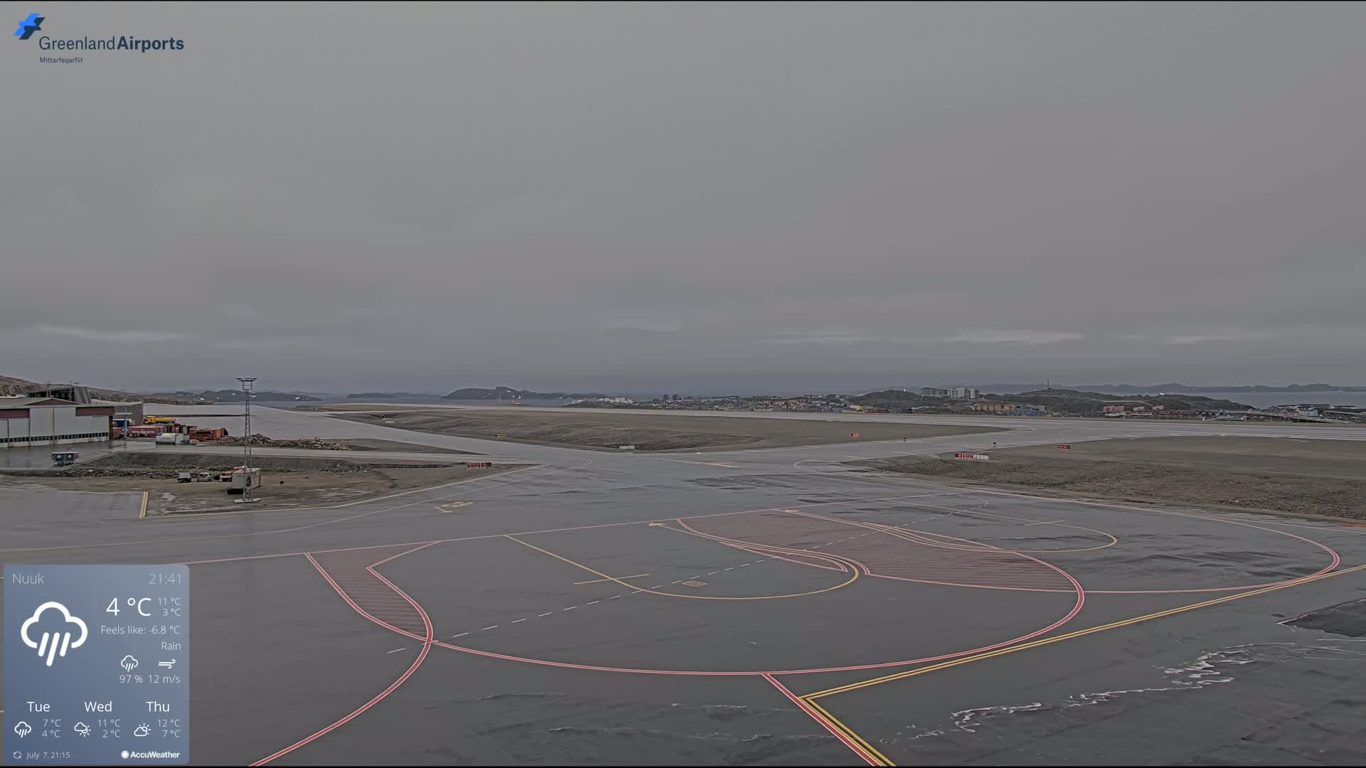 Nuuk City  &  Nuuk Airport South Towards View Live Cam GOH / BGGH - Nuuk, Sermersooq, Greenland, Denmark