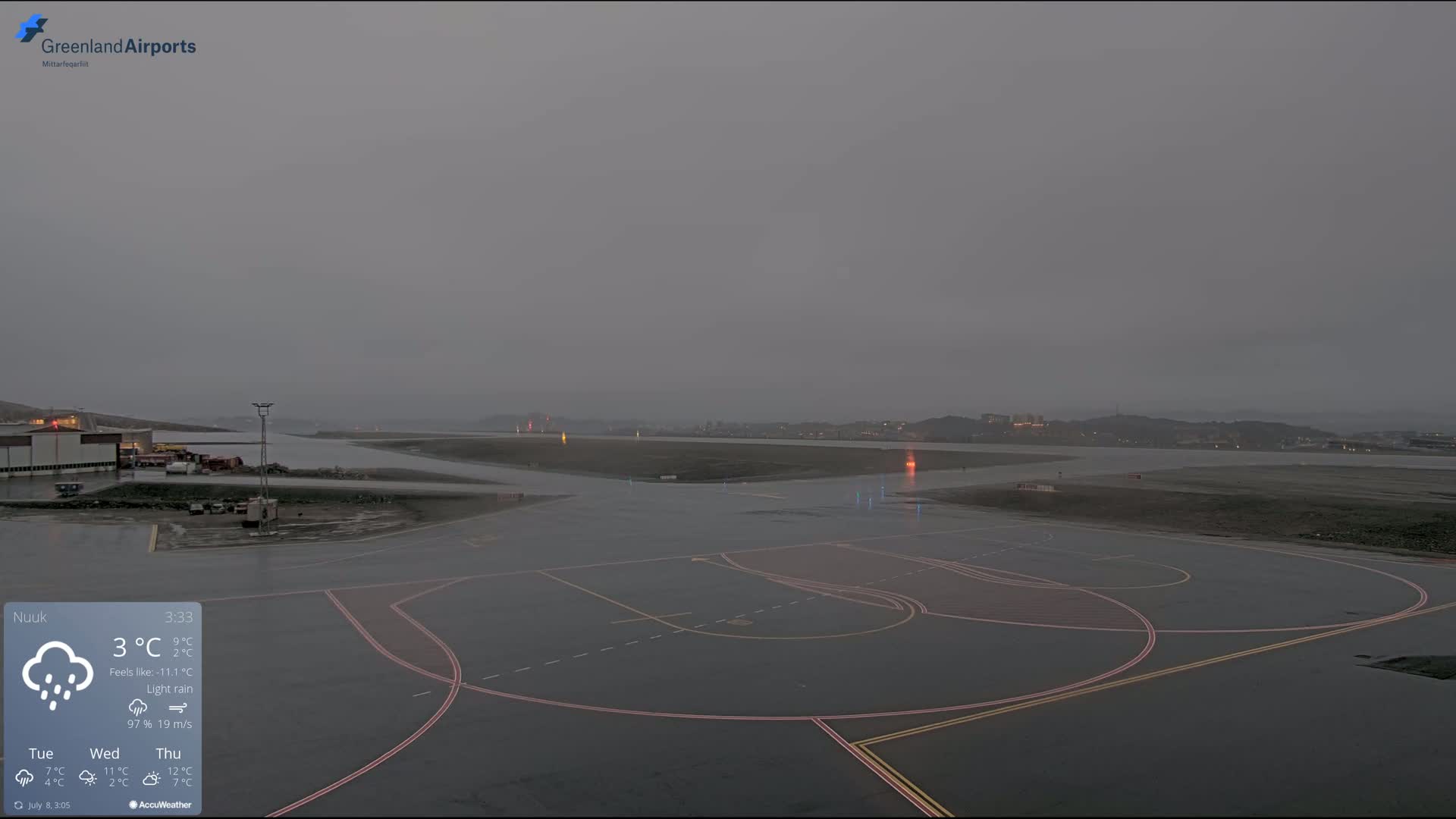 Nuuk City  &  Nuuk Airport South Towards View Live Cam GOH / BGGH - Nuuk, Sermersooq, Greenland, Denmark