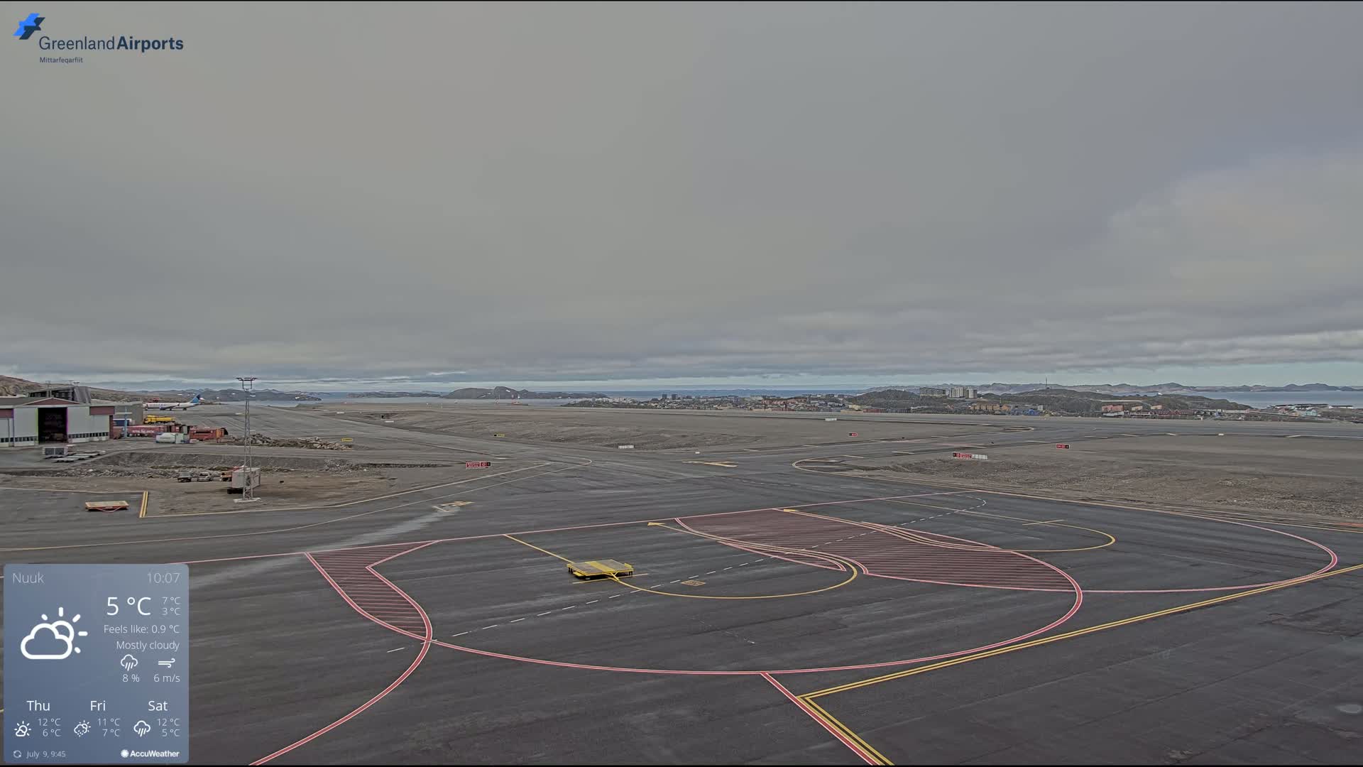 Nuuk City  &  Nuuk Airport South Towards View Live Cam GOH / BGGH - Nuuk, Sermersooq, Greenland, Denmark