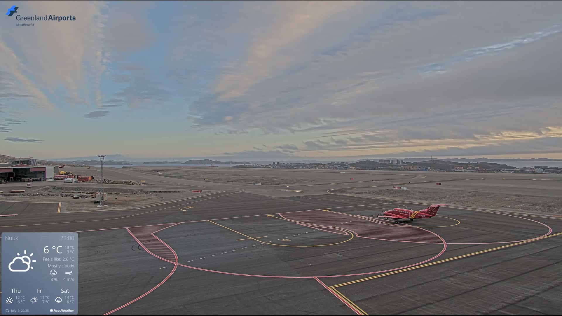 Nuuk City  &  Nuuk Airport South Towards View Live Cam GOH / BGGH - Nuuk, Sermersooq, Greenland, Denmark