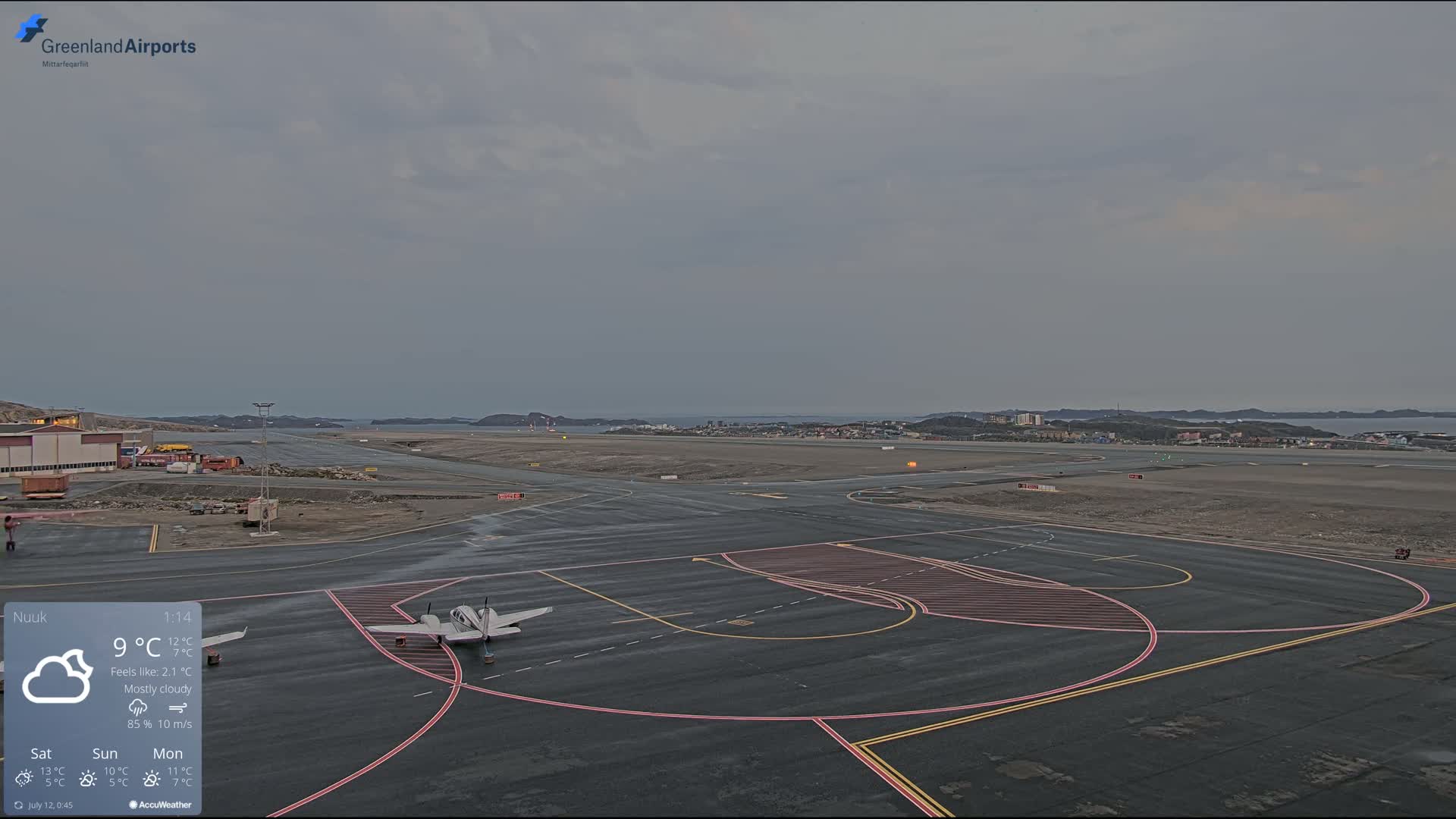 Nuuk City  &  Nuuk Airport South Towards View Live Cam GOH / BGGH - Nuuk, Sermersooq, Greenland, Denmark