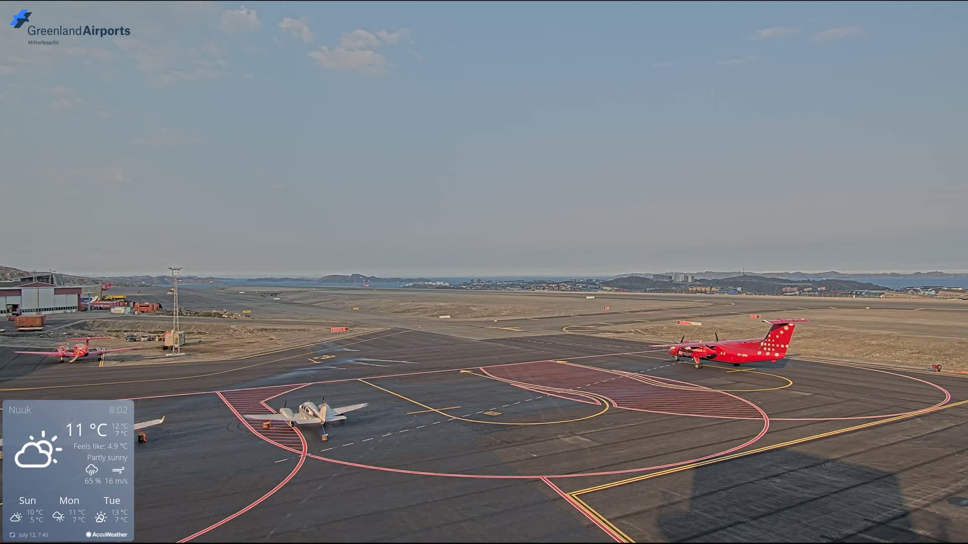 Nuuk City  &  Nuuk Airport South Towards View Live Cam GOH / BGGH - Nuuk, Sermersooq, Greenland, Denmark