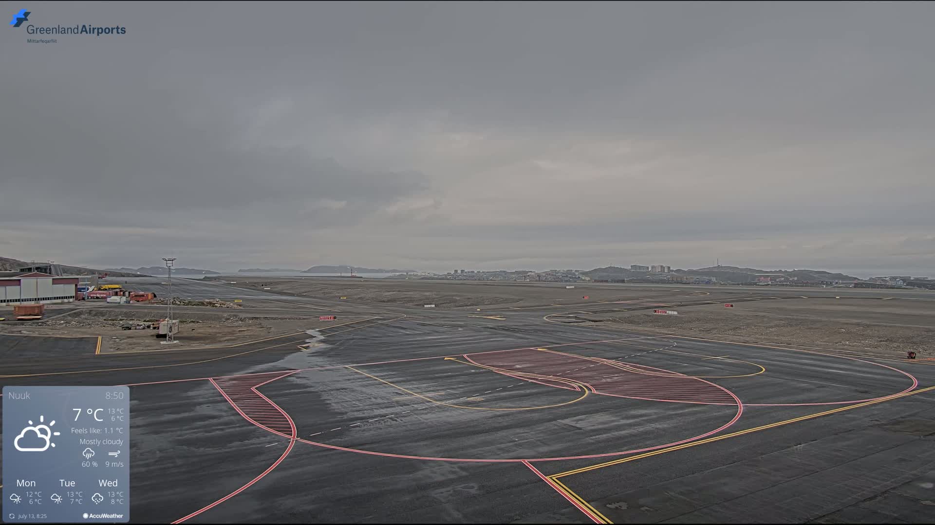 Nuuk City  &  Nuuk Airport South Towards View Live Cam GOH / BGGH - Nuuk, Sermersooq, Greenland, Denmark